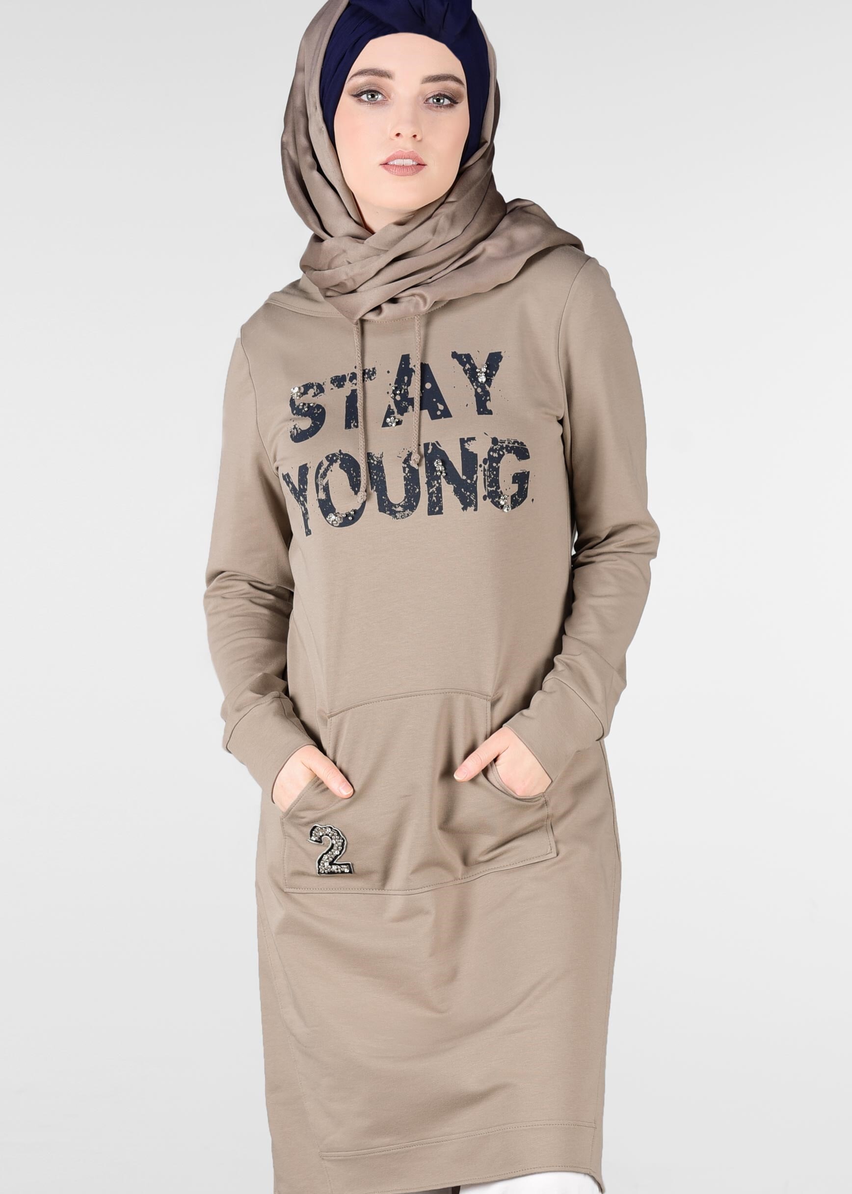 Tesettür giyim KAHVE 4933 NEW LERİDA EŞOFMAN TUNİK 36/42 TEK38