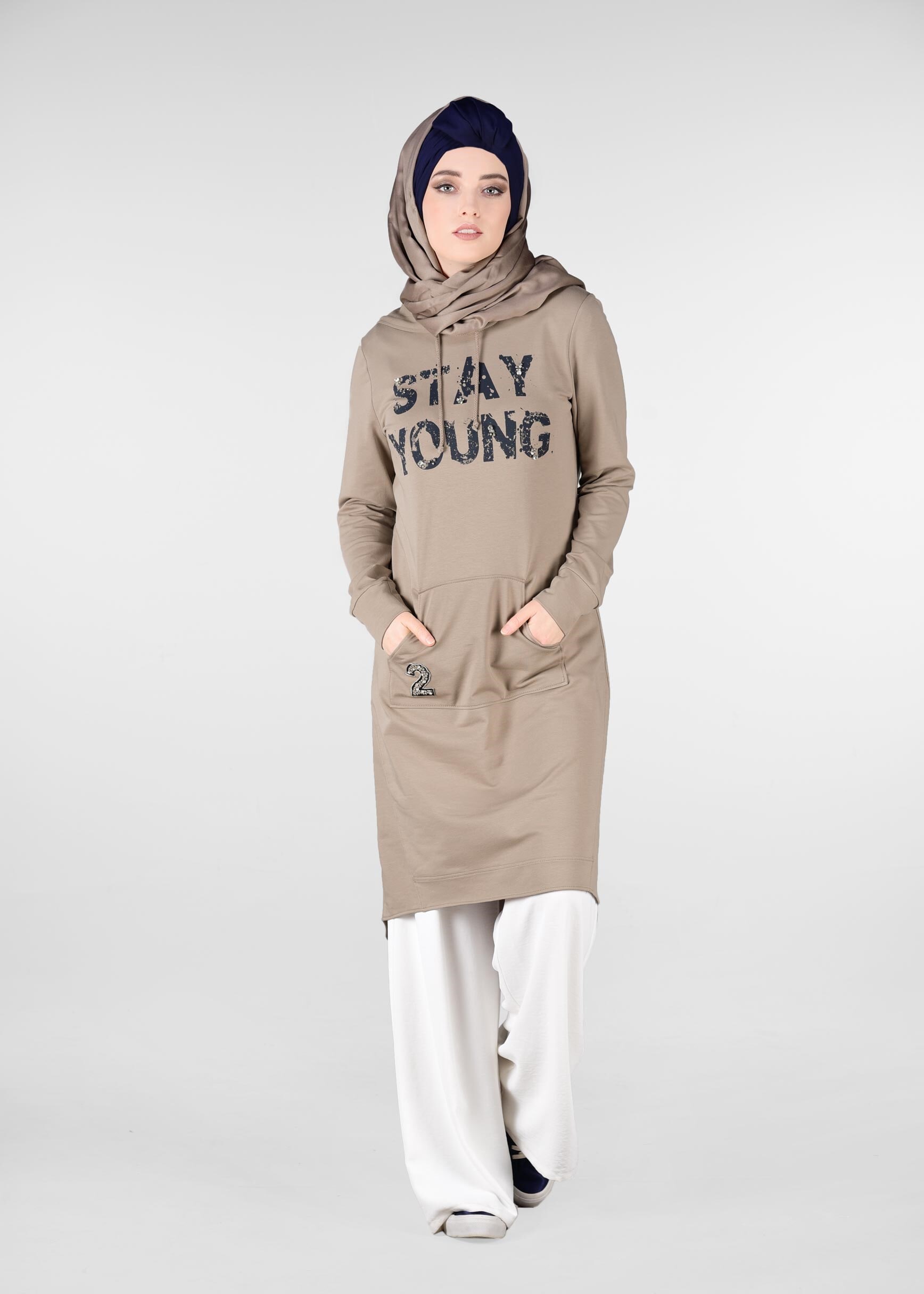 Tesettür giyim KAHVE 4933 NEW LERİDA EŞOFMAN TUNİK 36/42 TEK38