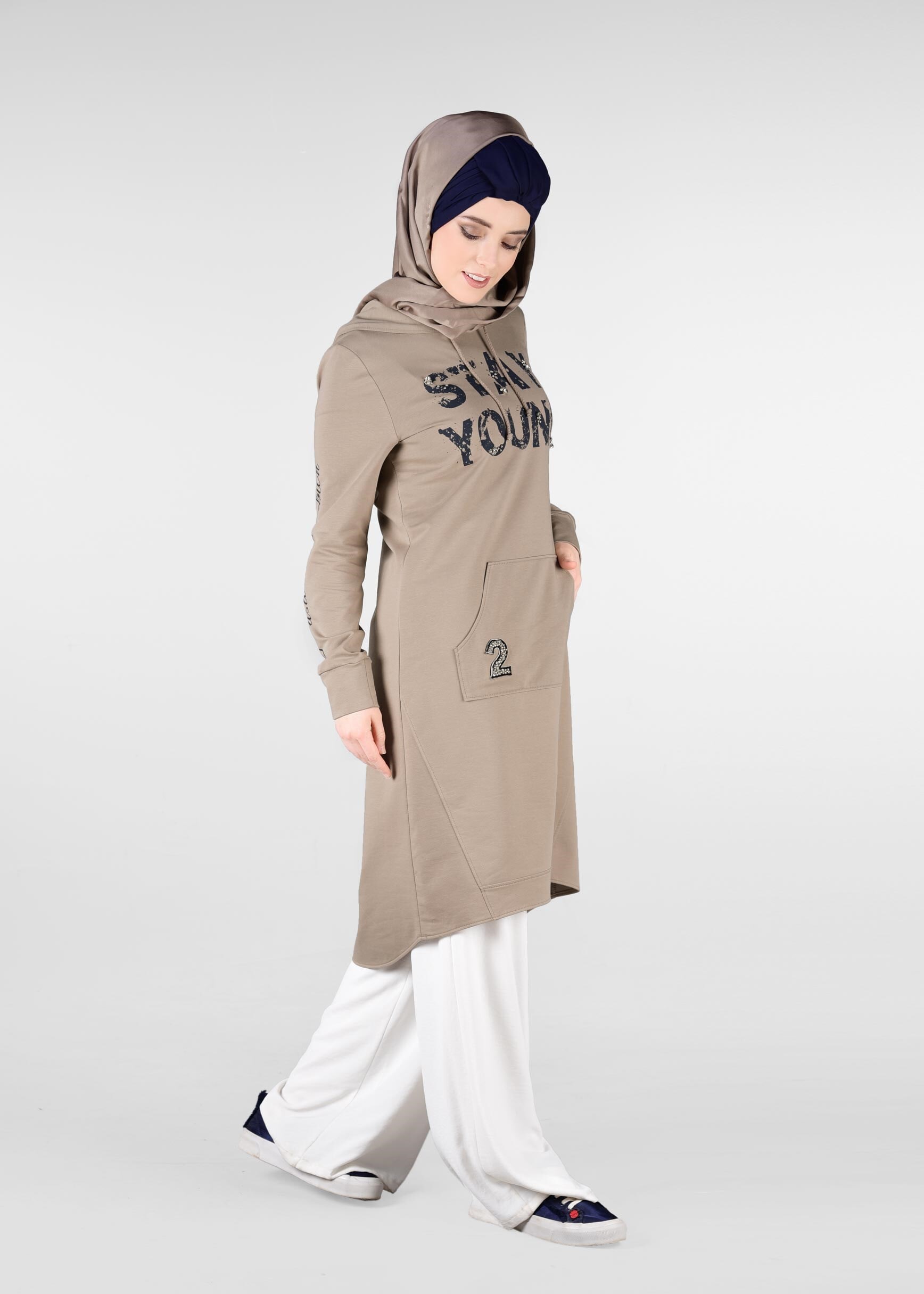 Tesettür giyim KAHVE 4933 NEW LERİDA EŞOFMAN TUNİK 36/42 TEK38