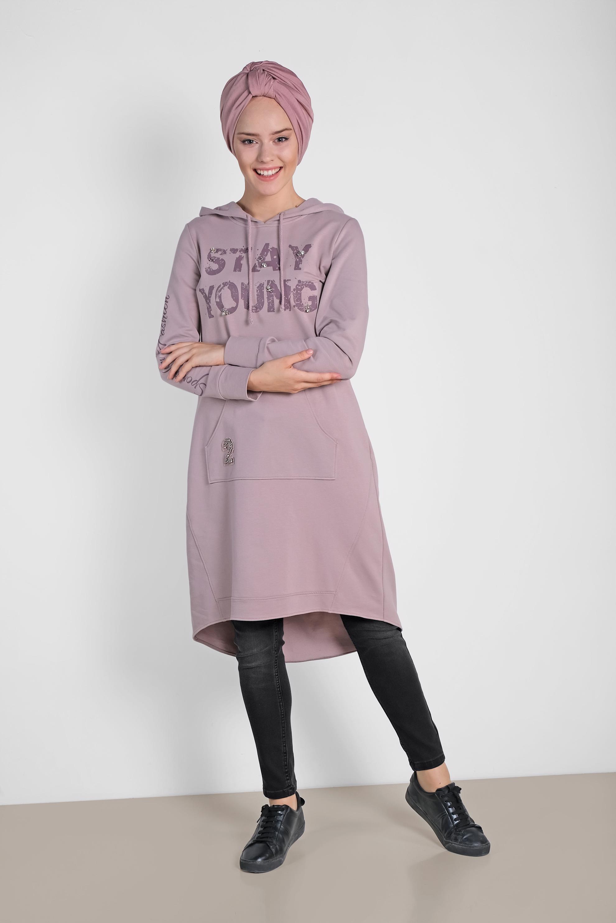 Tesettür giyim PUDRA 4933 NEW LERİDA EŞOFMAN TUNİK 36/42 TEK38