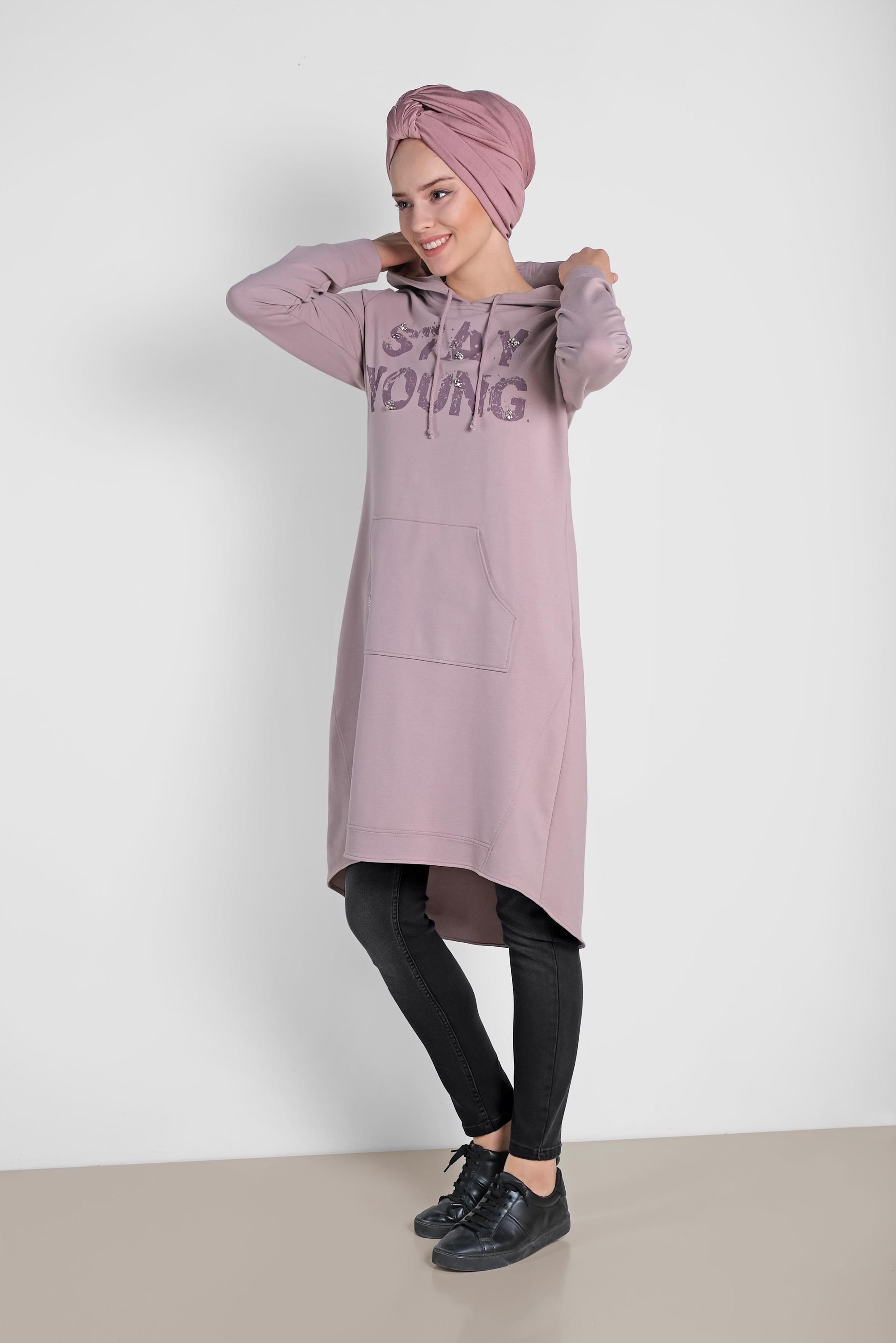 Tesettür giyim PUDRA 4933 NEW LERİDA EŞOFMAN TUNİK 36/42 TEK38