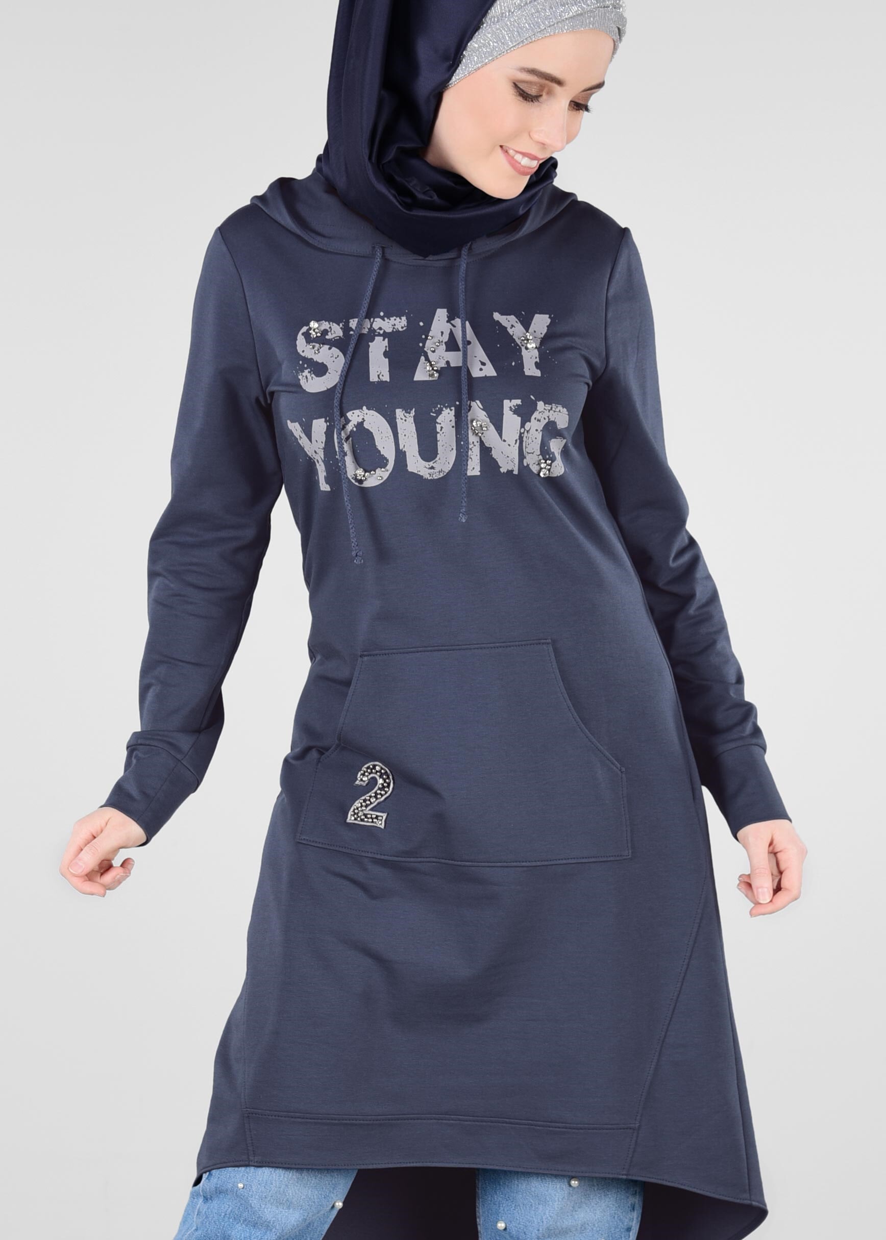 Tesettür giyim LACİVERT 4933 NEW LERİDA EŞOFMAN TUNİK 36/42 TEK38