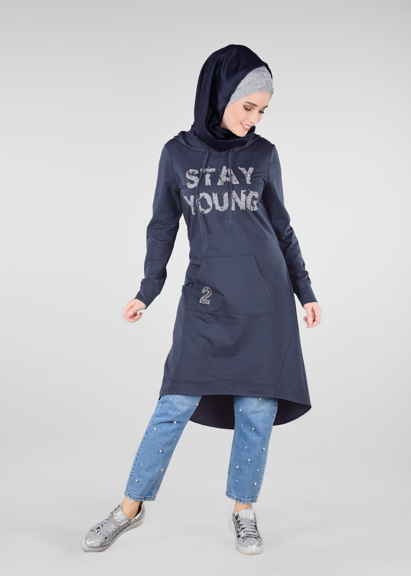 Tesettür giyim LACİVERT 4933 NEW LERİDA EŞOFMAN TUNİK 36/42 TEK38