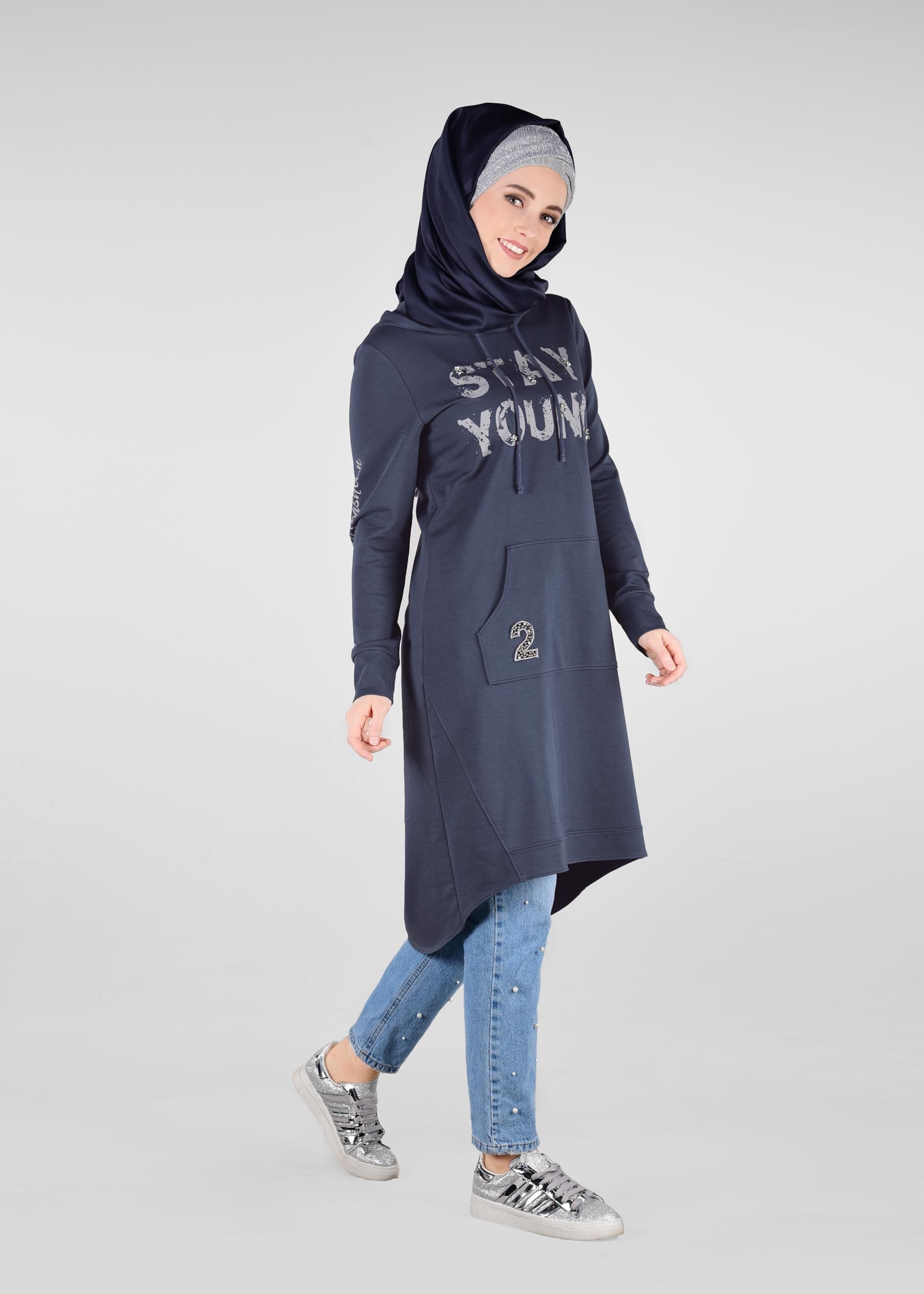 Tesettür giyim LACİVERT 4933 NEW LERİDA EŞOFMAN TUNİK 36/42 TEK38