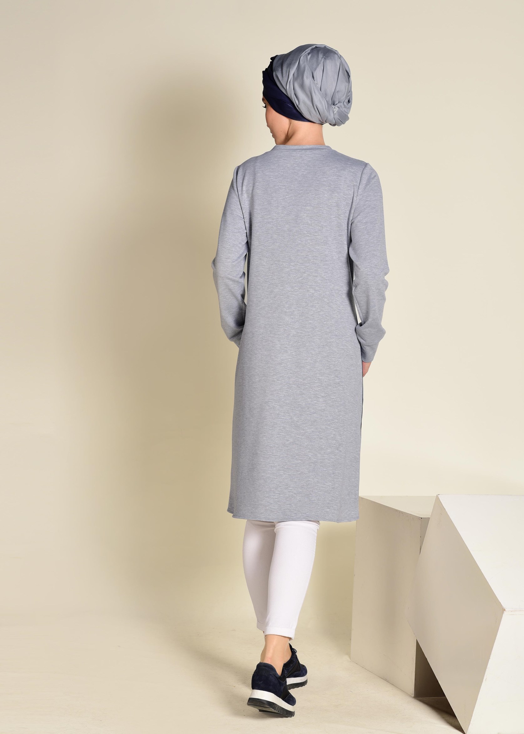 Tesettür giyim GRİ 4934 NEW LERİDA EŞOFMAN TUNİK 36/44 TEK40