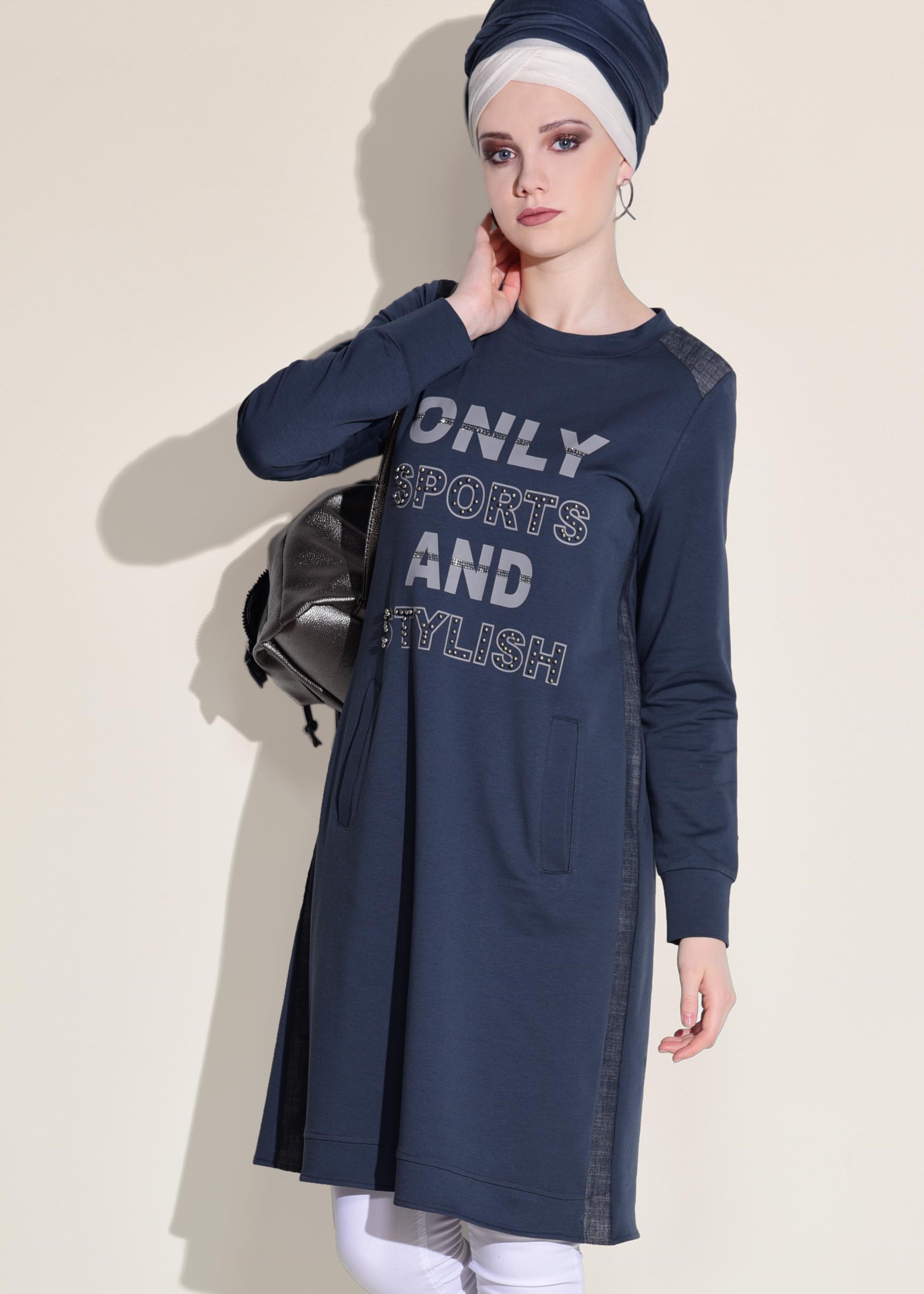 Tesettür giyim LACİVERT 4934 NEW LERİDA EŞOFMAN TUNİK 36/44 TEK40