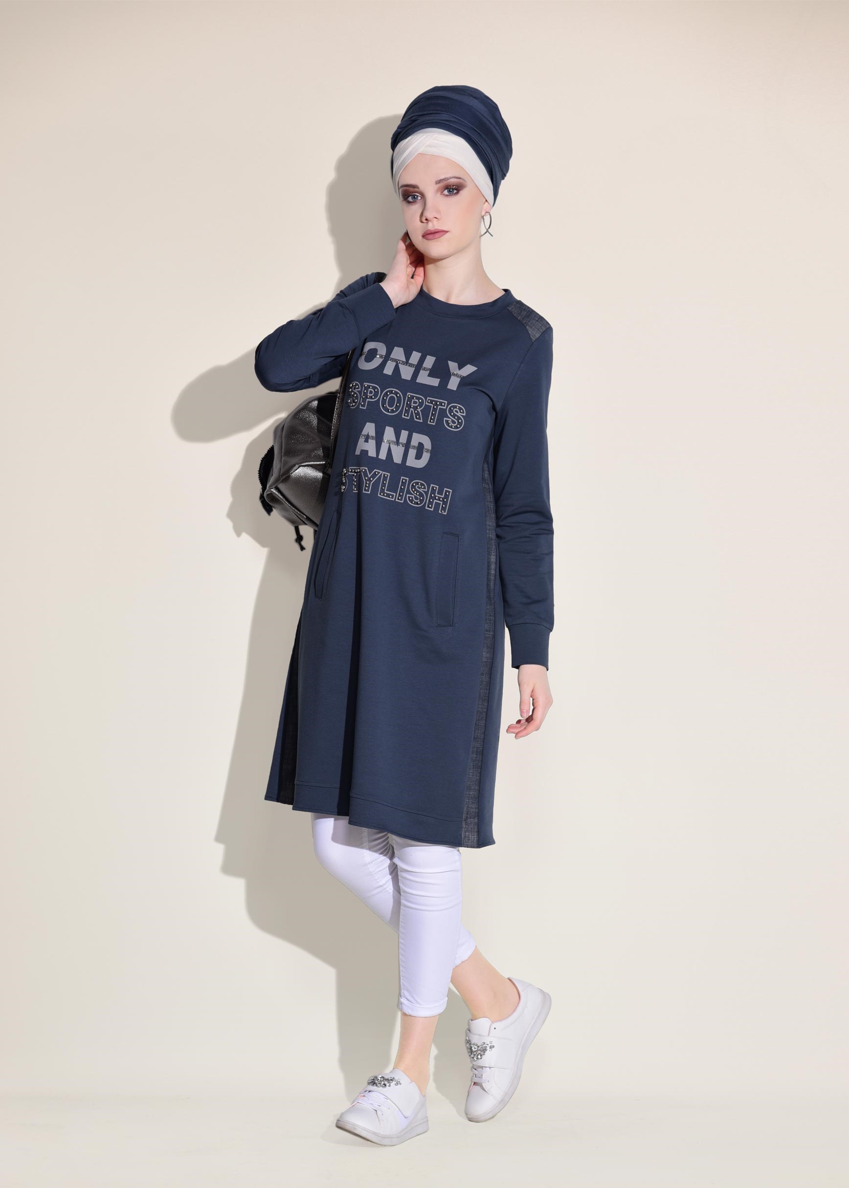 Tesettür giyim LACİVERT 4934 NEW LERİDA EŞOFMAN TUNİK 36/44 TEK40