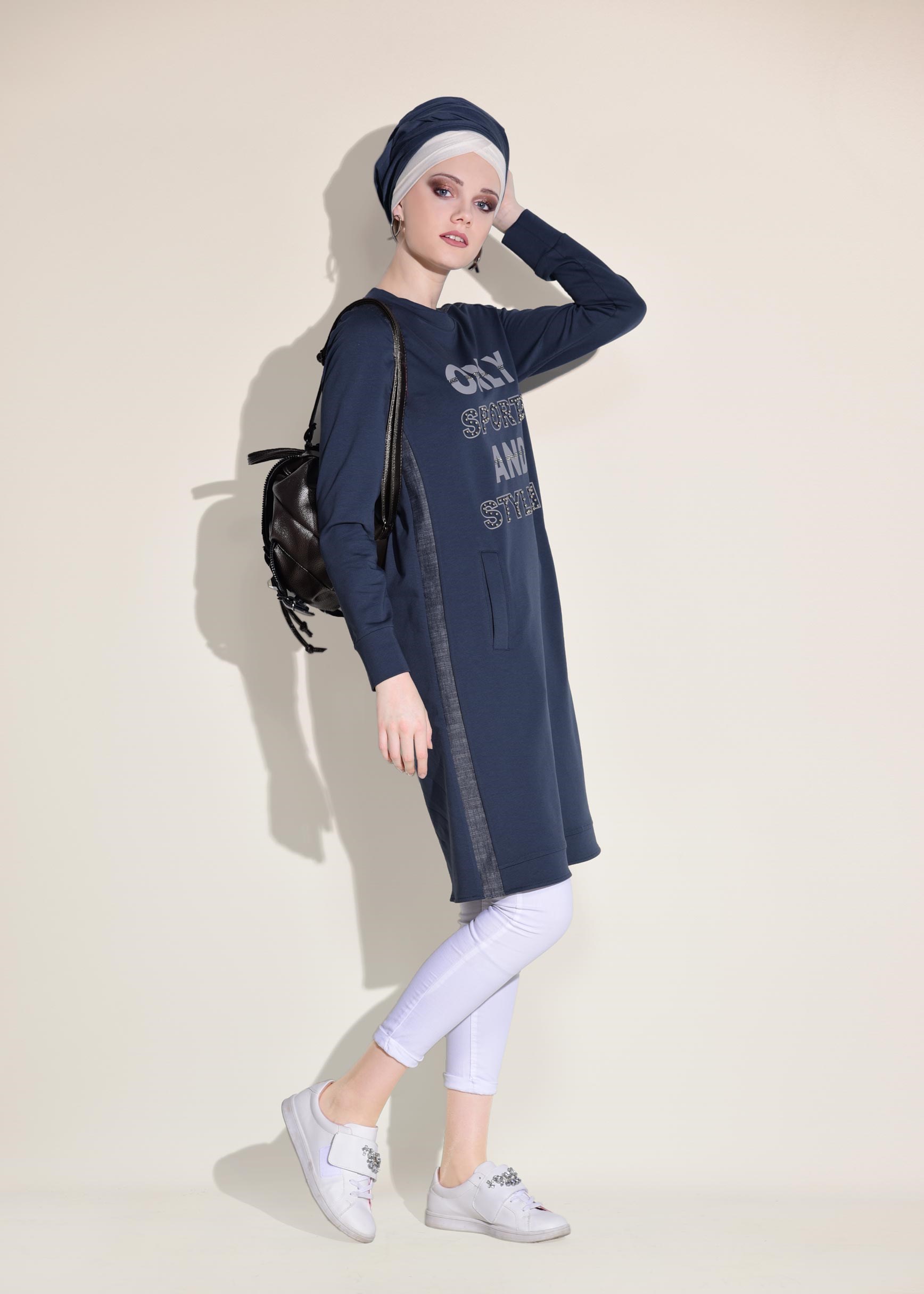 Tesettür giyim LACİVERT 4934 NEW LERİDA EŞOFMAN TUNİK 36/44 TEK40