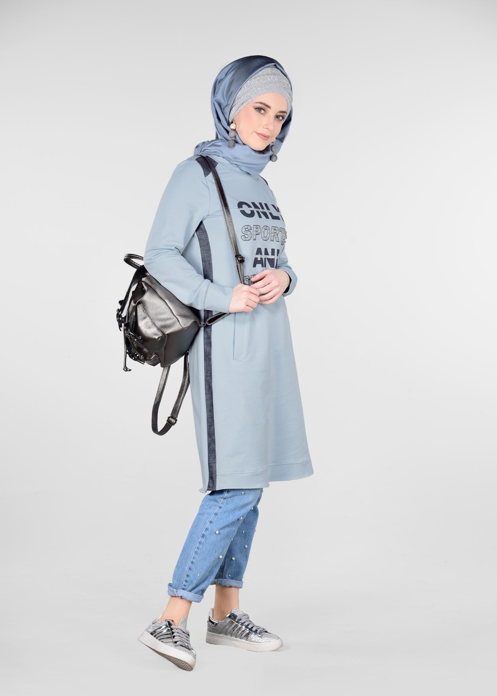 Tesettür giyim MAVİ 4934 NEW LERİDA EŞOFMAN TUNİK 36/44 TEK40