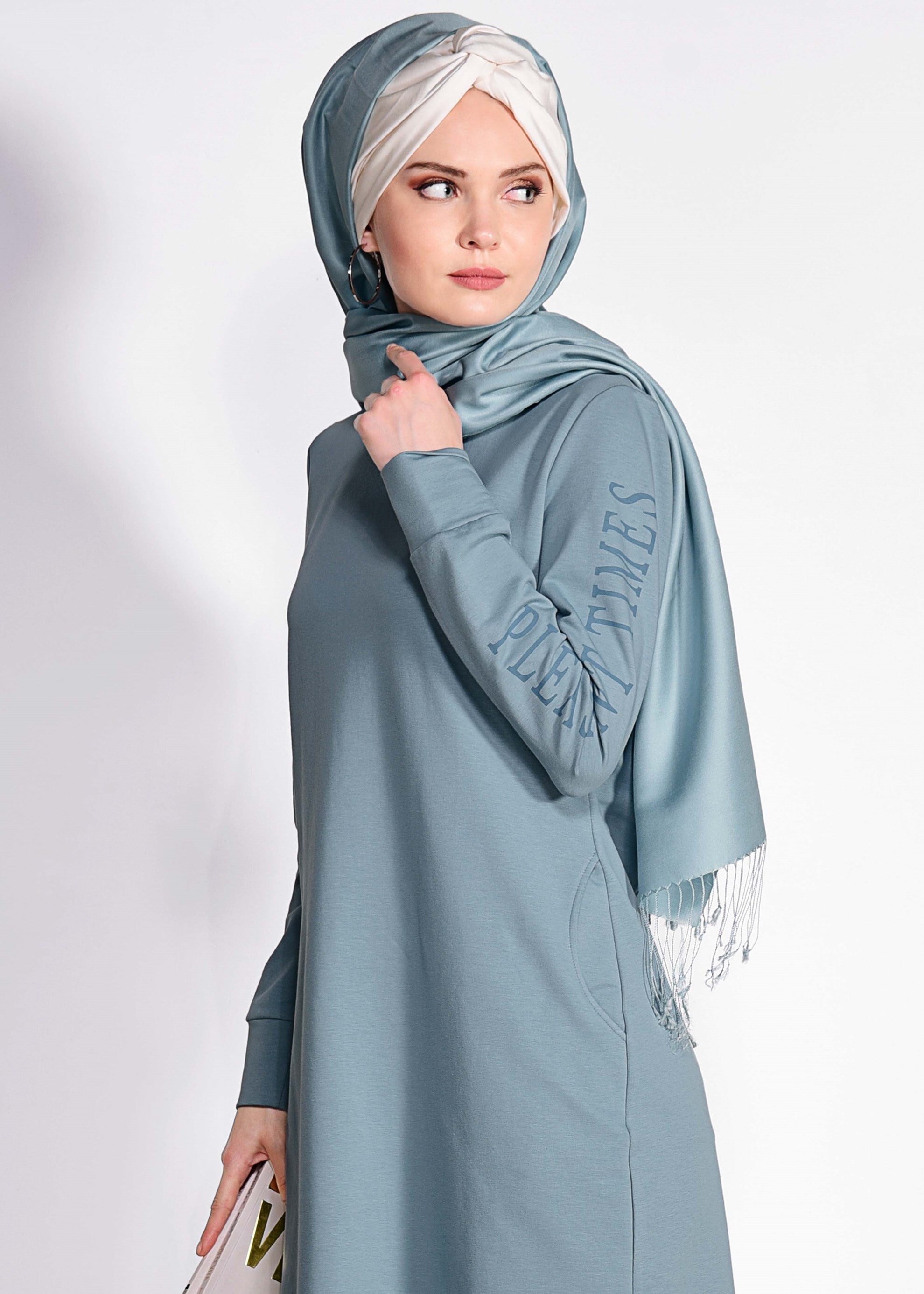 Tesettür giyim MAVİ 4935 NEW LERİDA EŞOFMAN TUNİK 36/44 TEK40