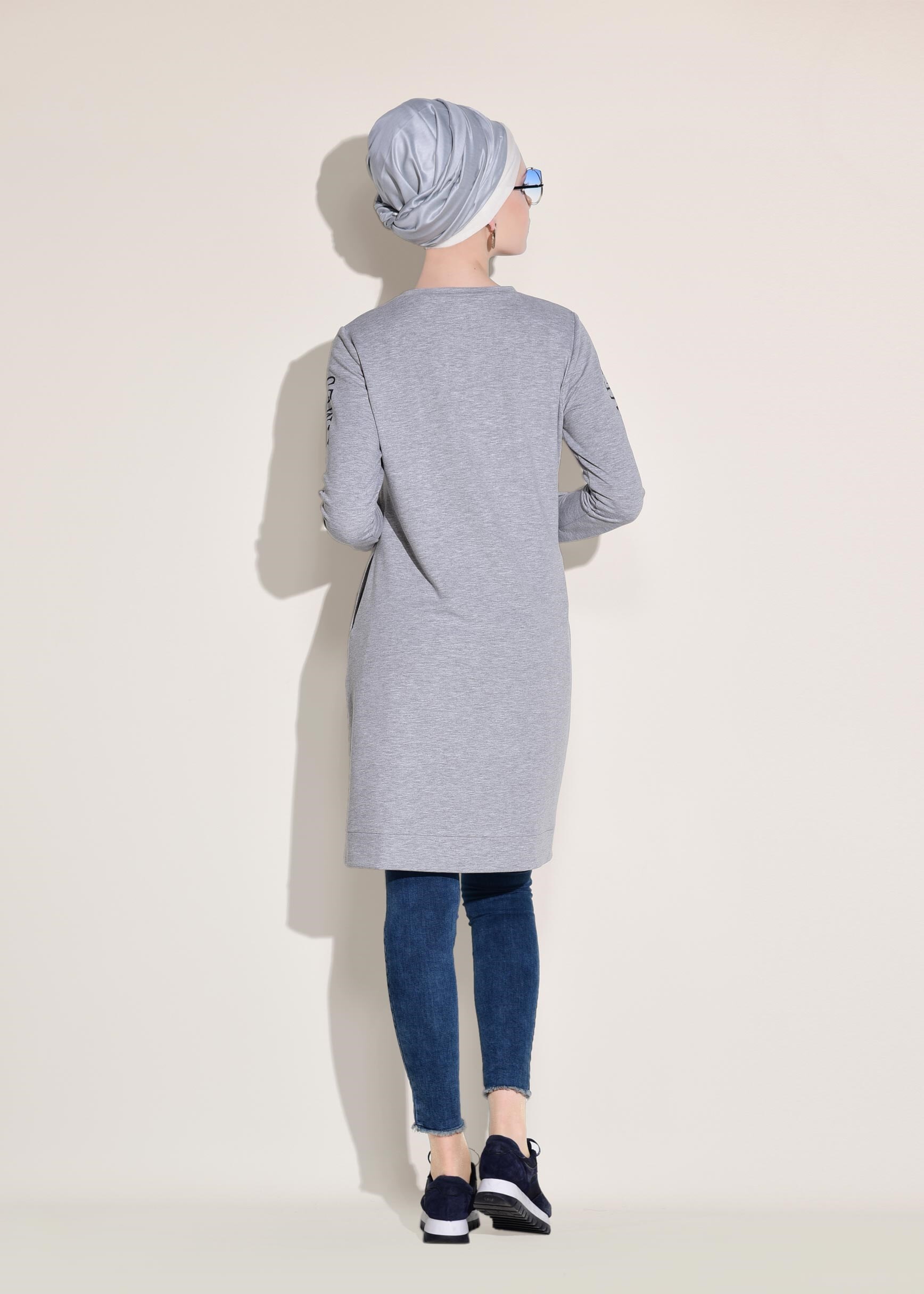 Tesettür giyim GRİ 4935 NEW LERİDA EŞOFMAN TUNİK 36/44 TEK40