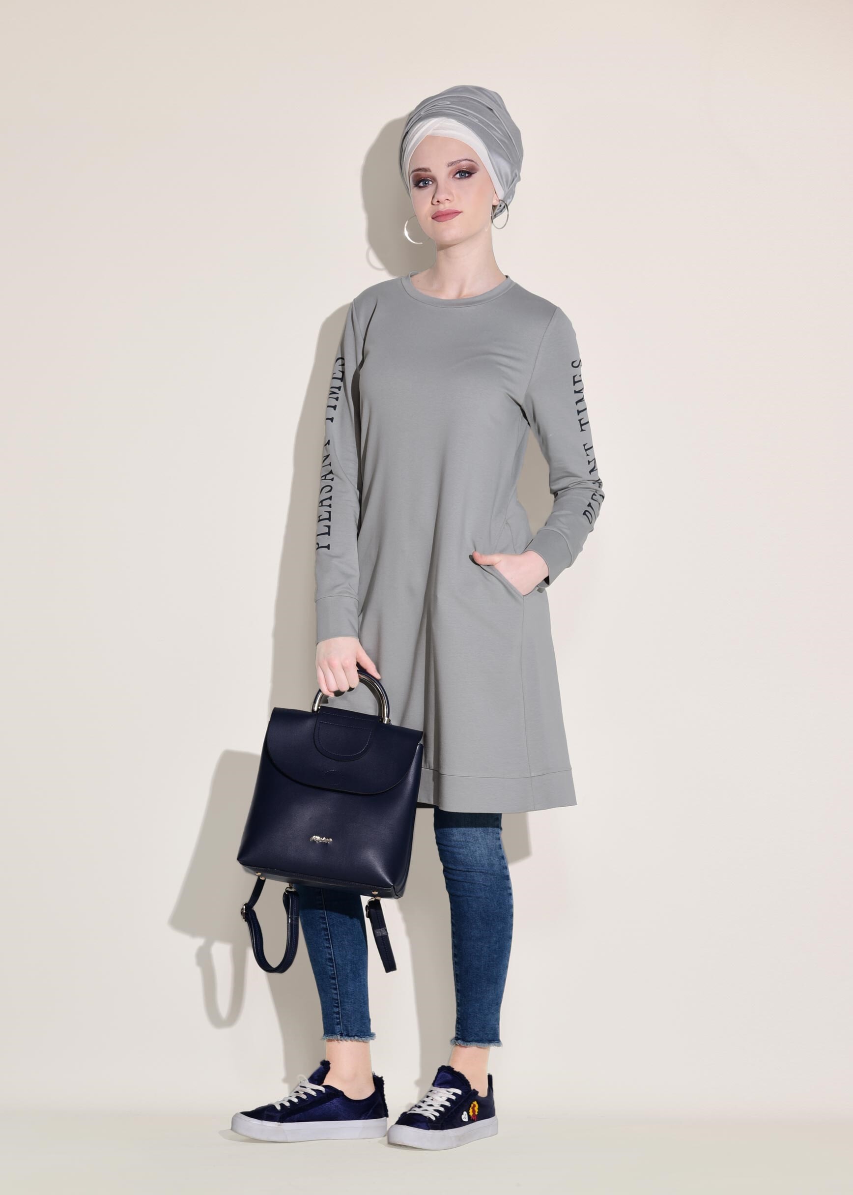 Tesettür giyim BEJ 4935 NEW LERİDA EŞOFMAN TUNİK 36/44 TEK40