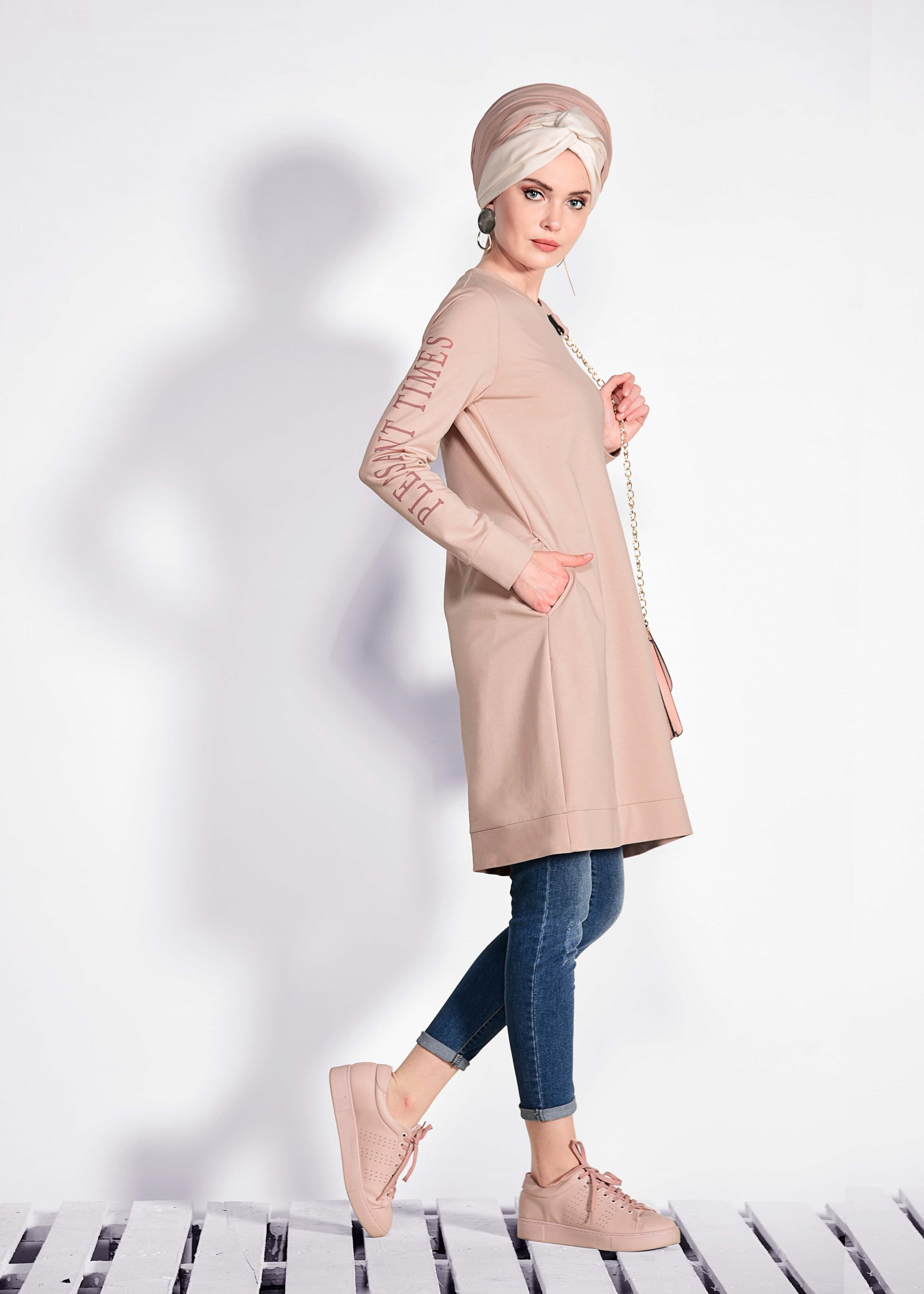 Tesettür giyim PUDRA 4935 NEW LERİDA EŞOFMAN TUNİK 36/44 TEK40