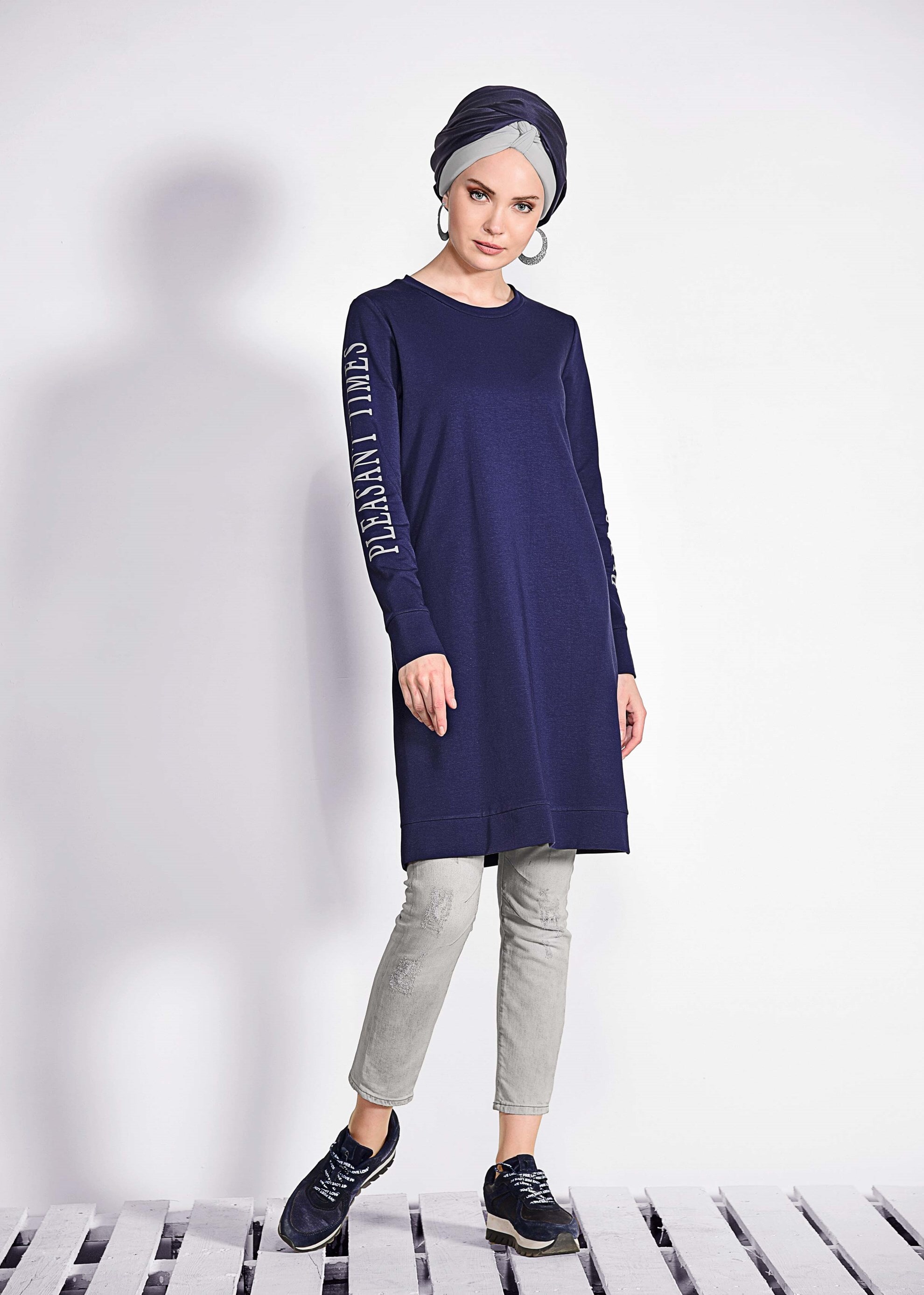 Tesettür giyim LACİVERT 4935 NEW LERİDA EŞOFMAN TUNİK 36/44 TEK40