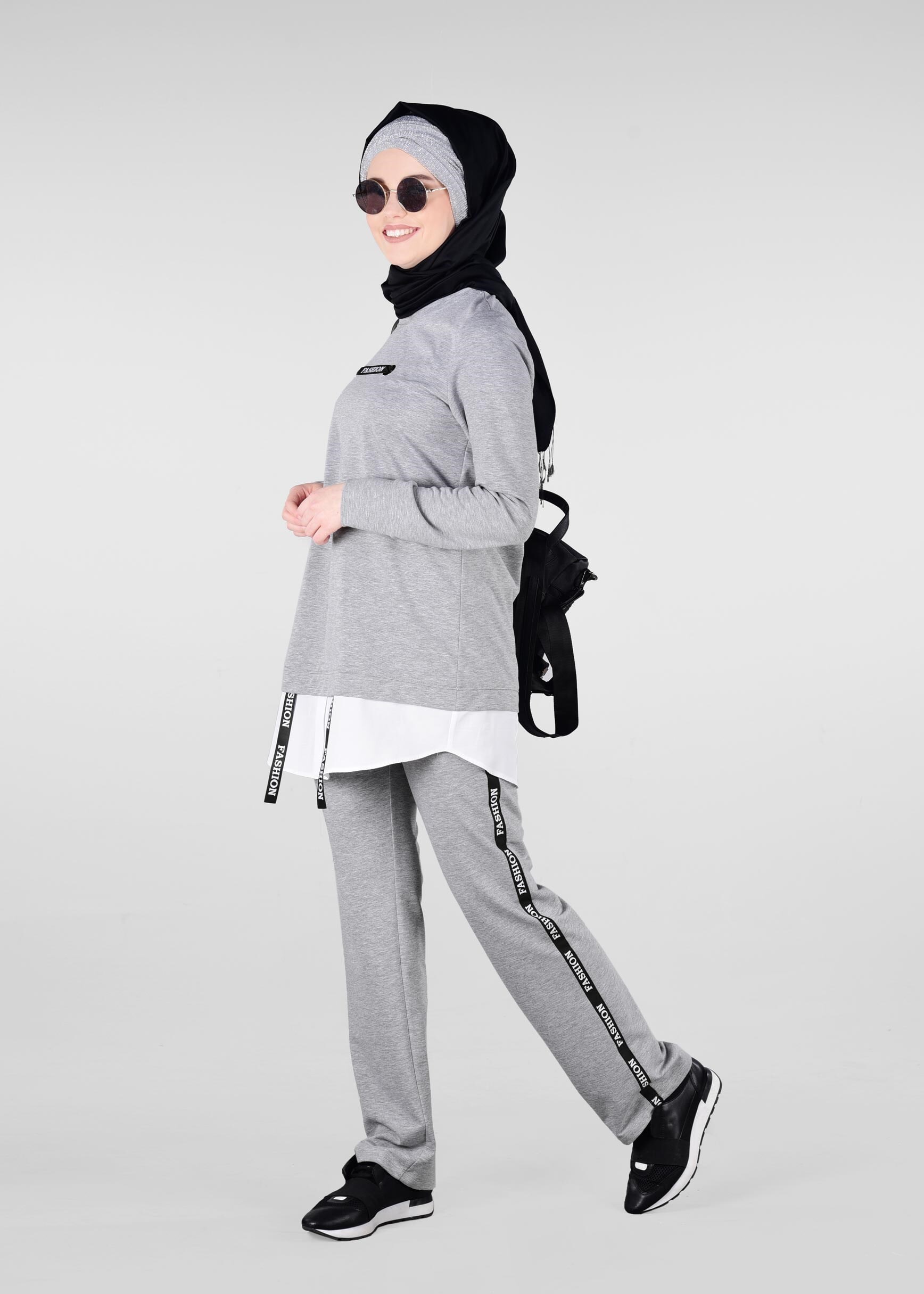 Tesettür giyim GRİ 4938 NEW LERİDA 2&prime;Lİ EŞOFMAN TKM.36/42 TEK38