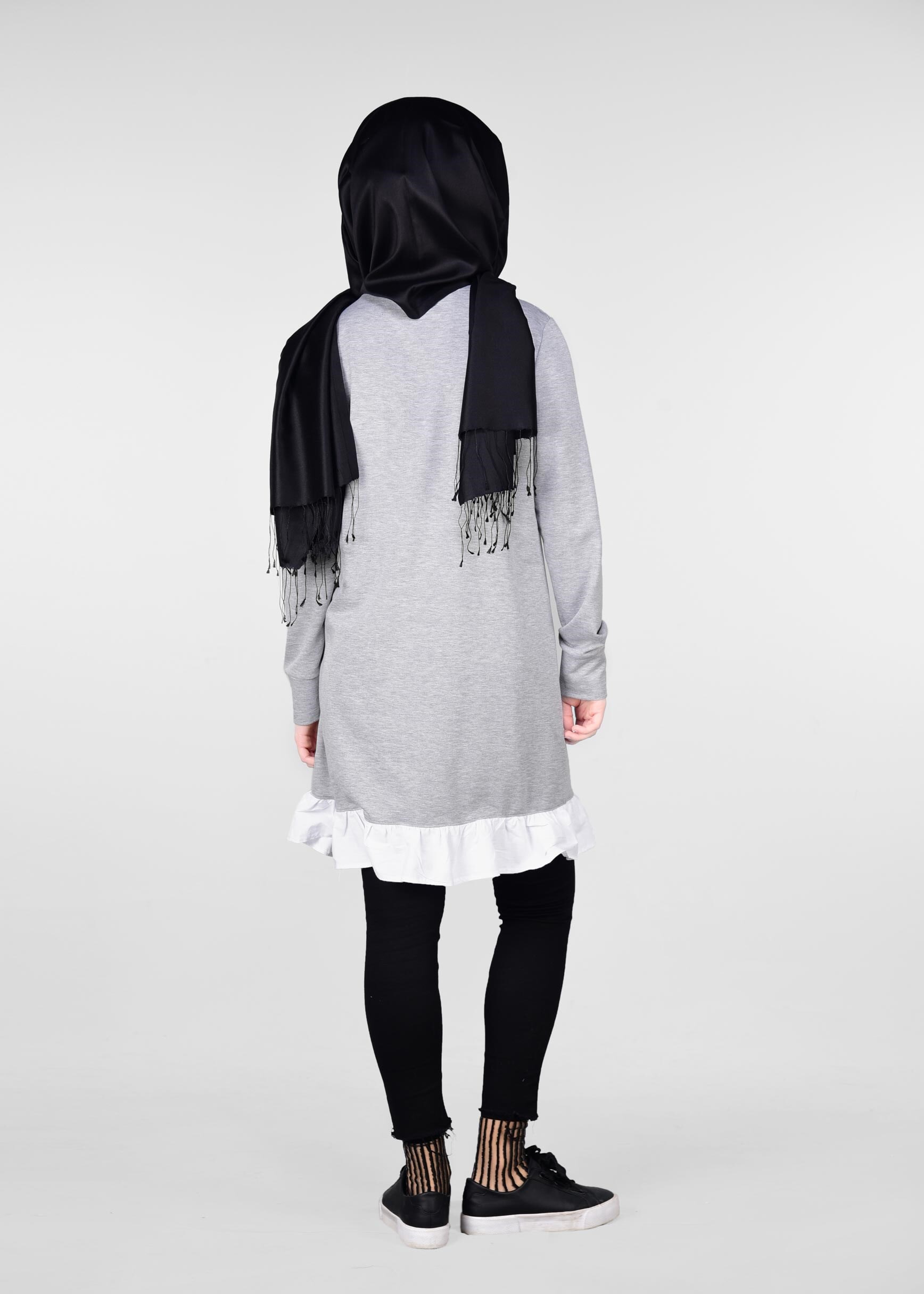 Tesettür giyim GRİ 4939 NEW LERİDA EŞOFMAN TUNİK 36/42 TEK38