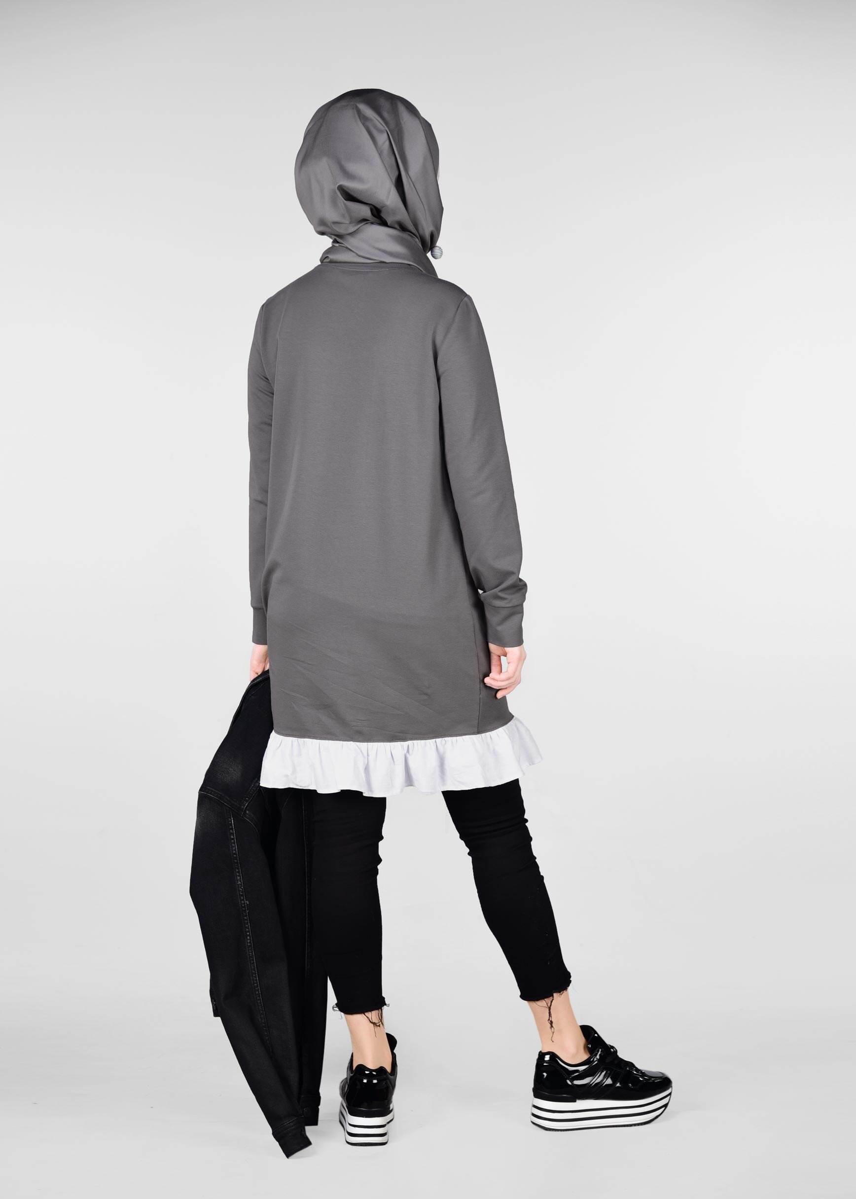 Tesettür giyim GRİ 4939 NEW LERİDA EŞOFMAN TUNİK 36/42 TEK38