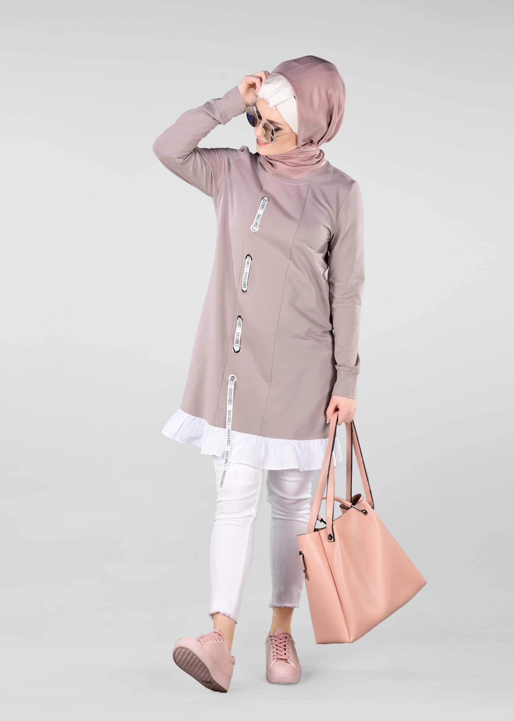 Tesettür giyim PUDRA 4939 NEW LERİDA EŞOFMAN TUNİK 36/42 TEK38