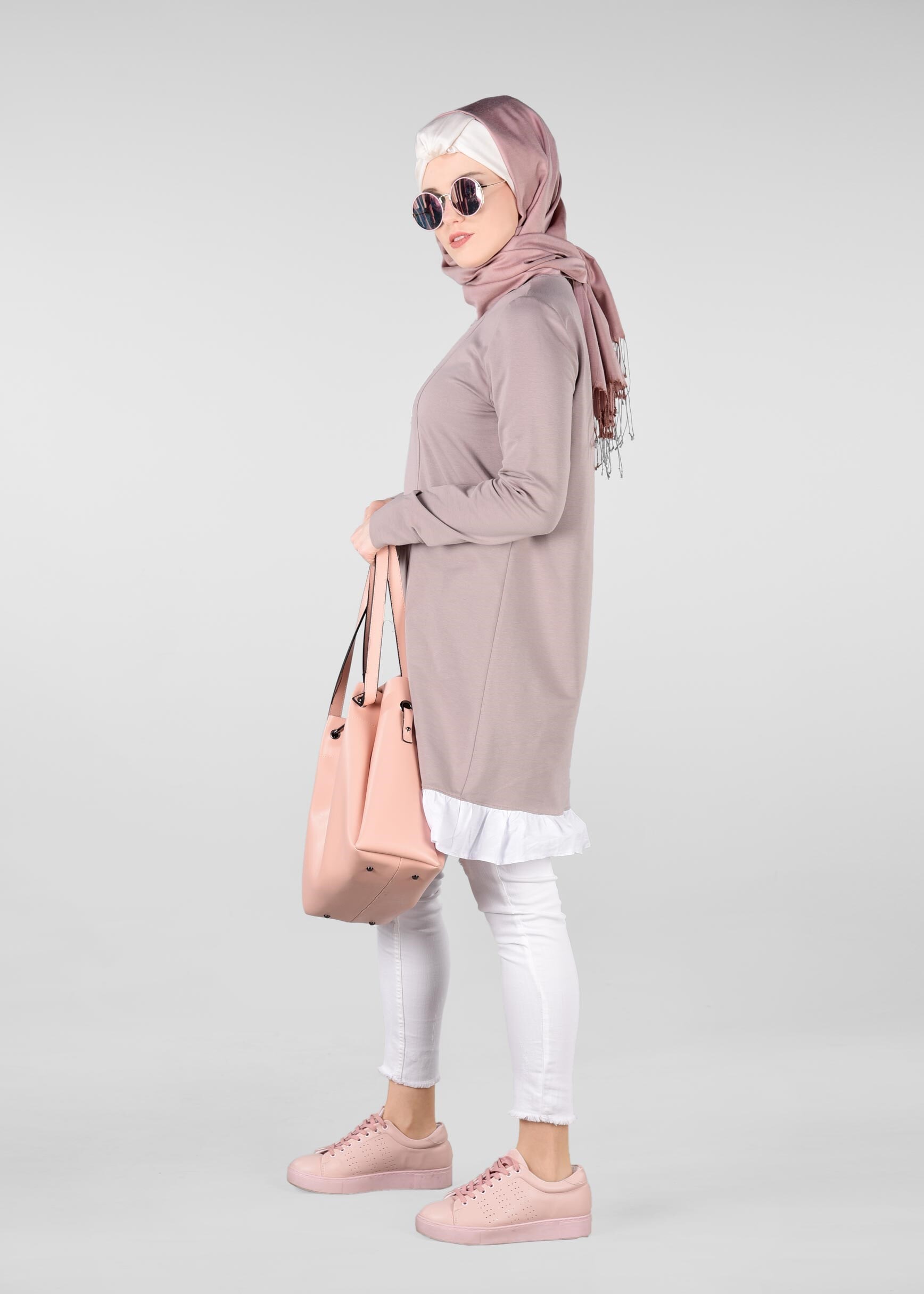 Tesettür giyim PUDRA 4939 NEW LERİDA EŞOFMAN TUNİK 36/42 TEK38