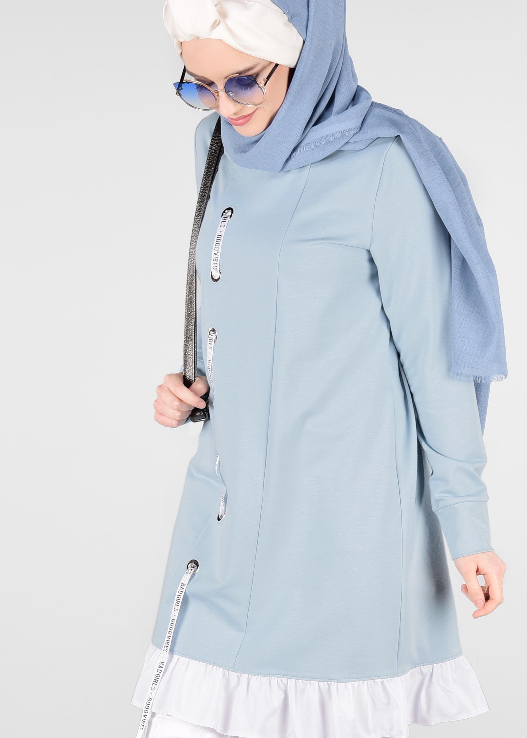 Tesettür giyim MAVİ 4939 NEW LERİDA EŞOFMAN TUNİK 36/42 TEK38