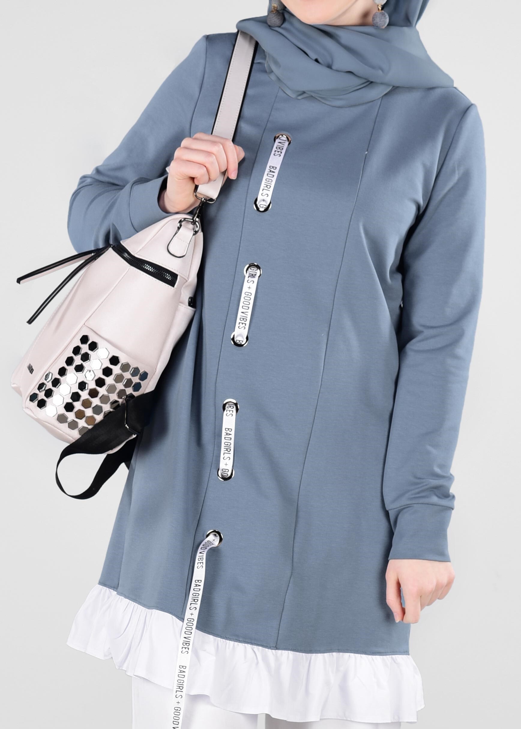 Tesettür giyim MAVİ 4939 NEW LERİDA EŞOFMAN TUNİK 36/42 TEK38