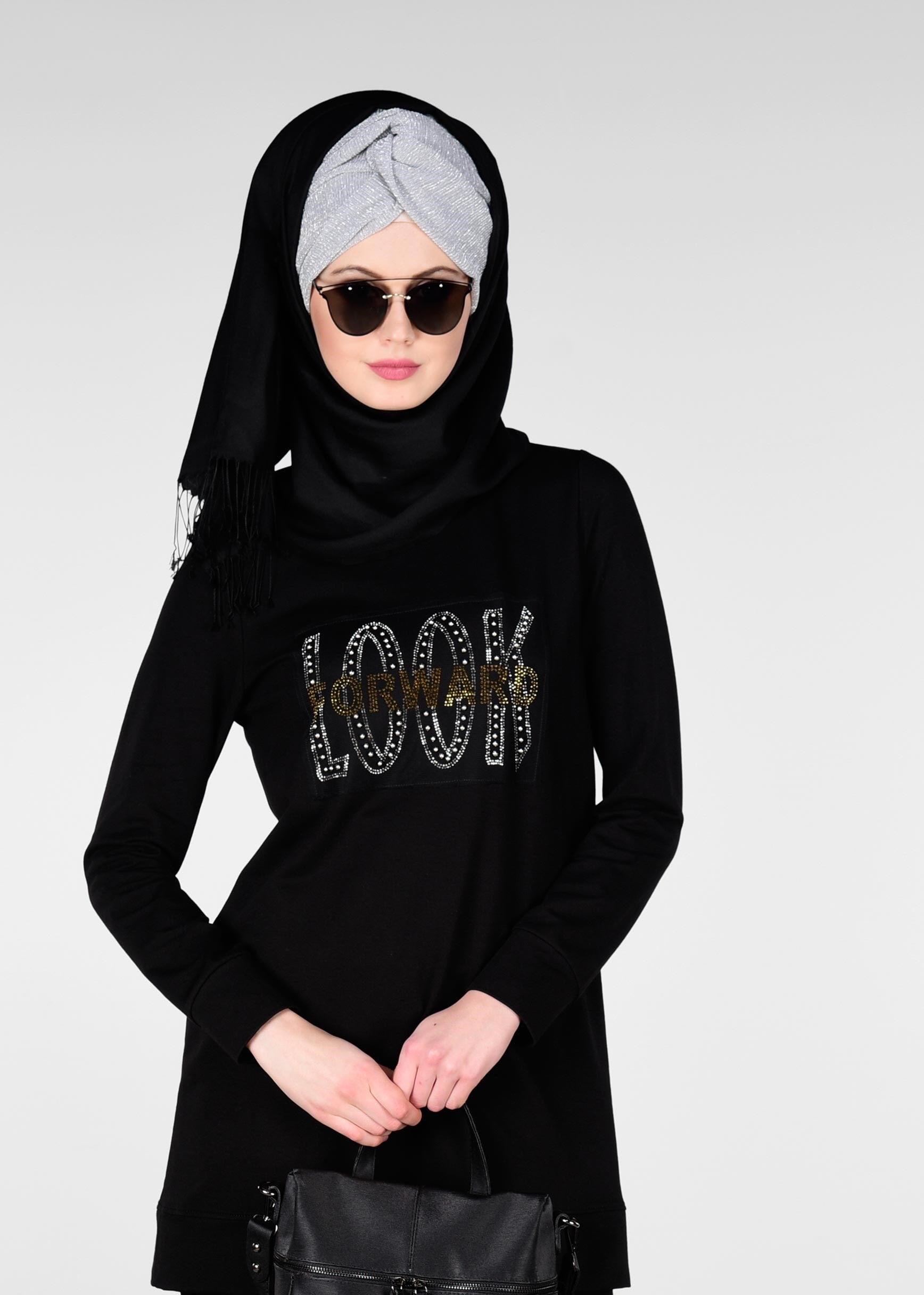 Tesettür giyim SİYAH 4940 NEW LERİDA EŞOFMAN TUNİK 36/44 TEK40