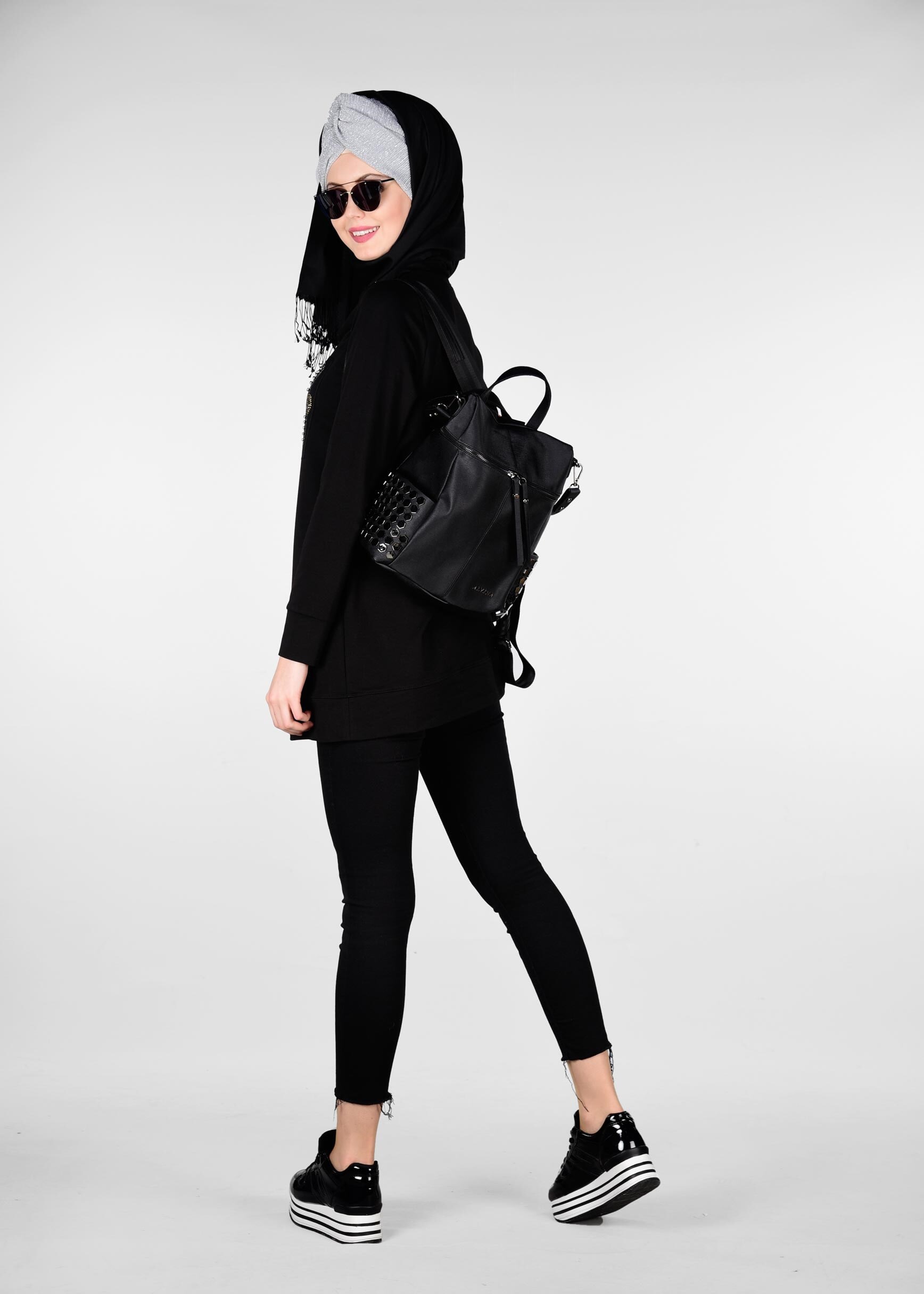 Tesettür giyim SİYAH 4940 NEW LERİDA EŞOFMAN TUNİK 36/44 TEK40