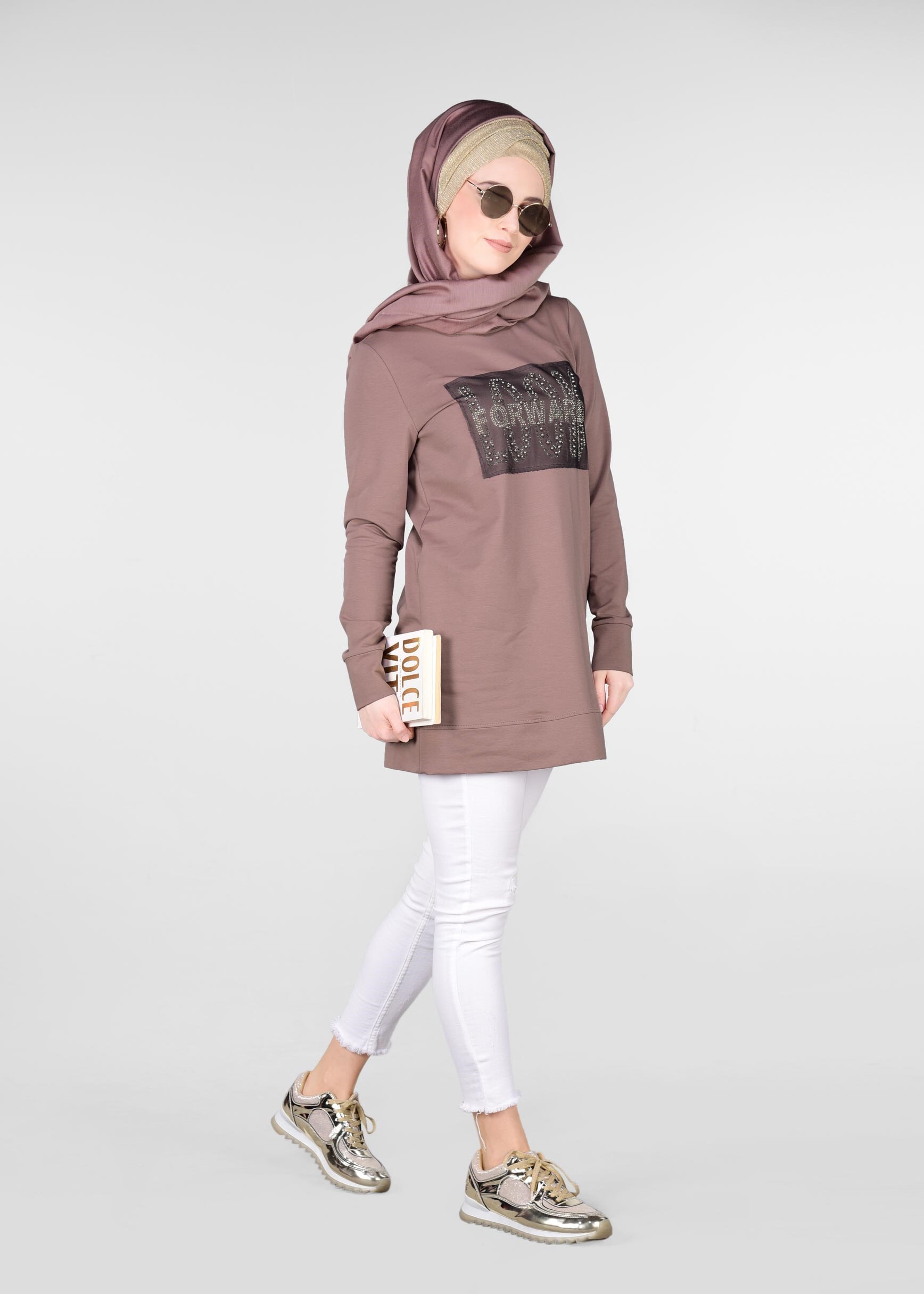 Tesettür giyim PUDRA 4940 NEW LERİDA EŞOFMAN TUNİK 36/44 TEK40