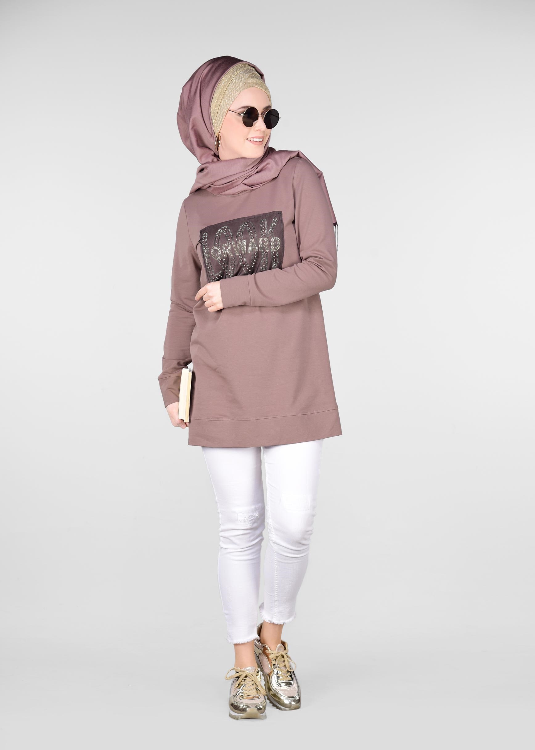 Tesettür giyim PUDRA 4940 NEW LERİDA EŞOFMAN TUNİK 36/44 TEK40