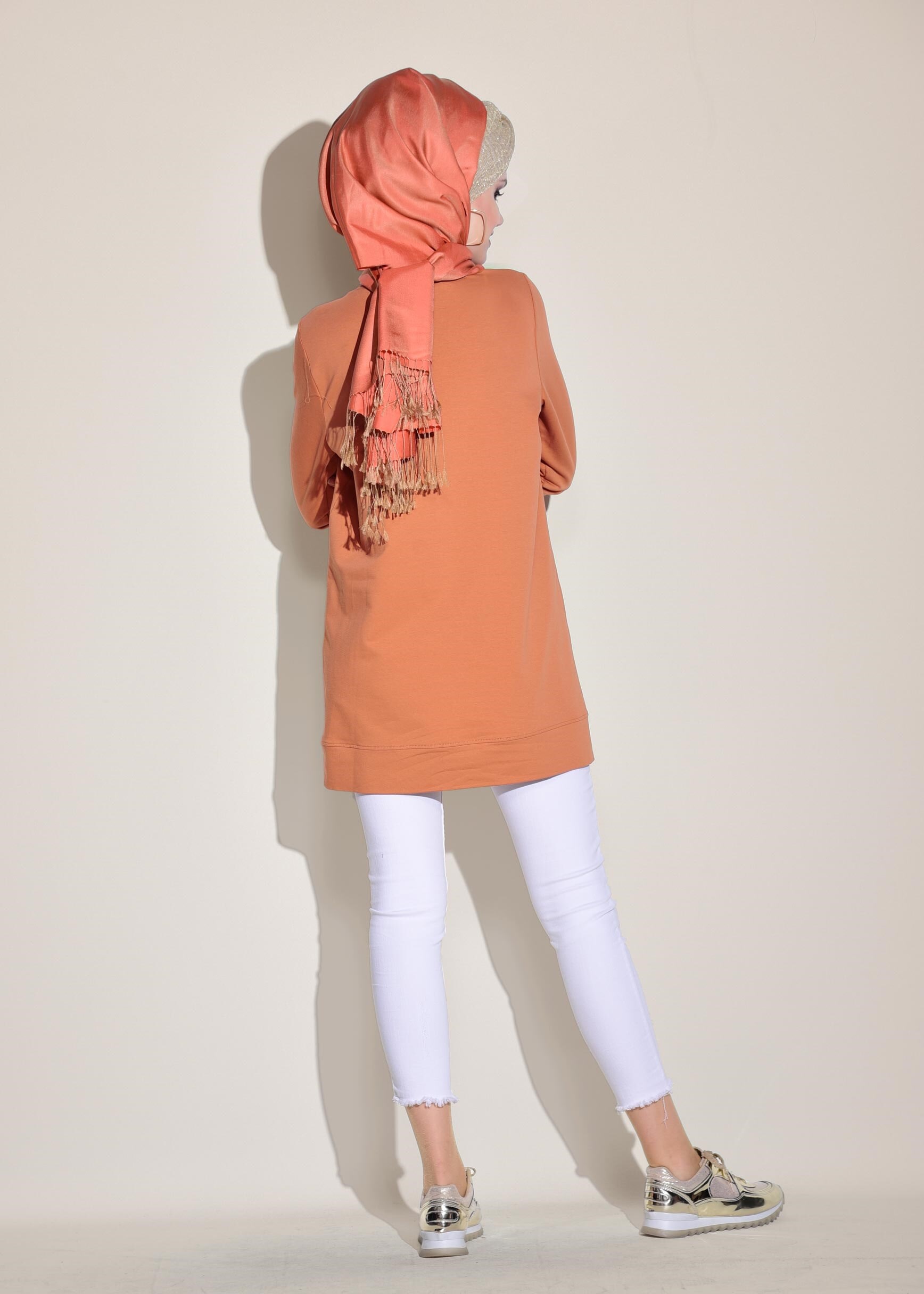 Tesettür giyim TURUNCU 4940 NEW LERİDA EŞOFMAN TUNİK 36/44 TEK40