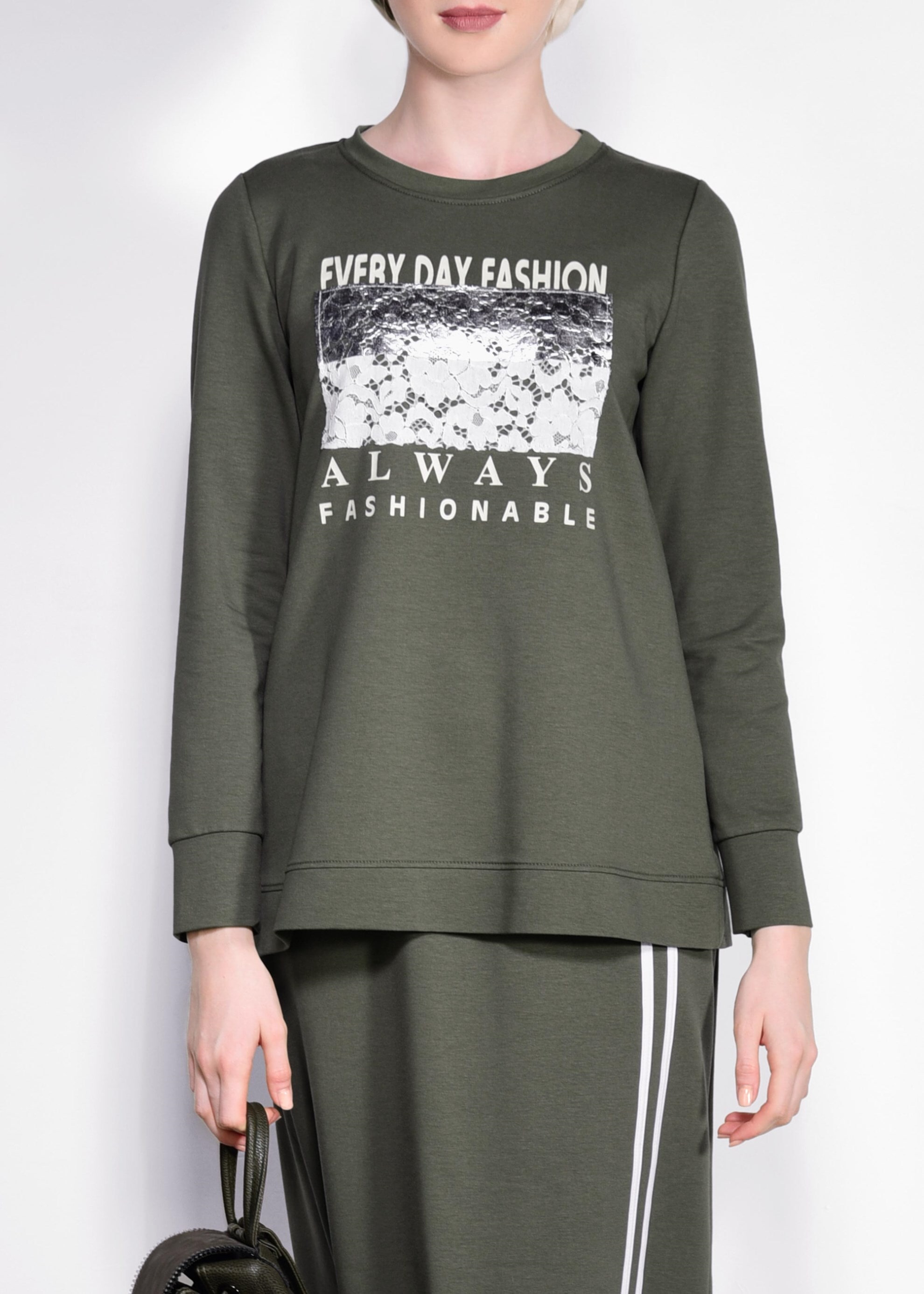 Tesettür giyim HAKİ YAZILI VE BASKILI 2&prime;Lİ EŞOFMAN TAKIM 4941