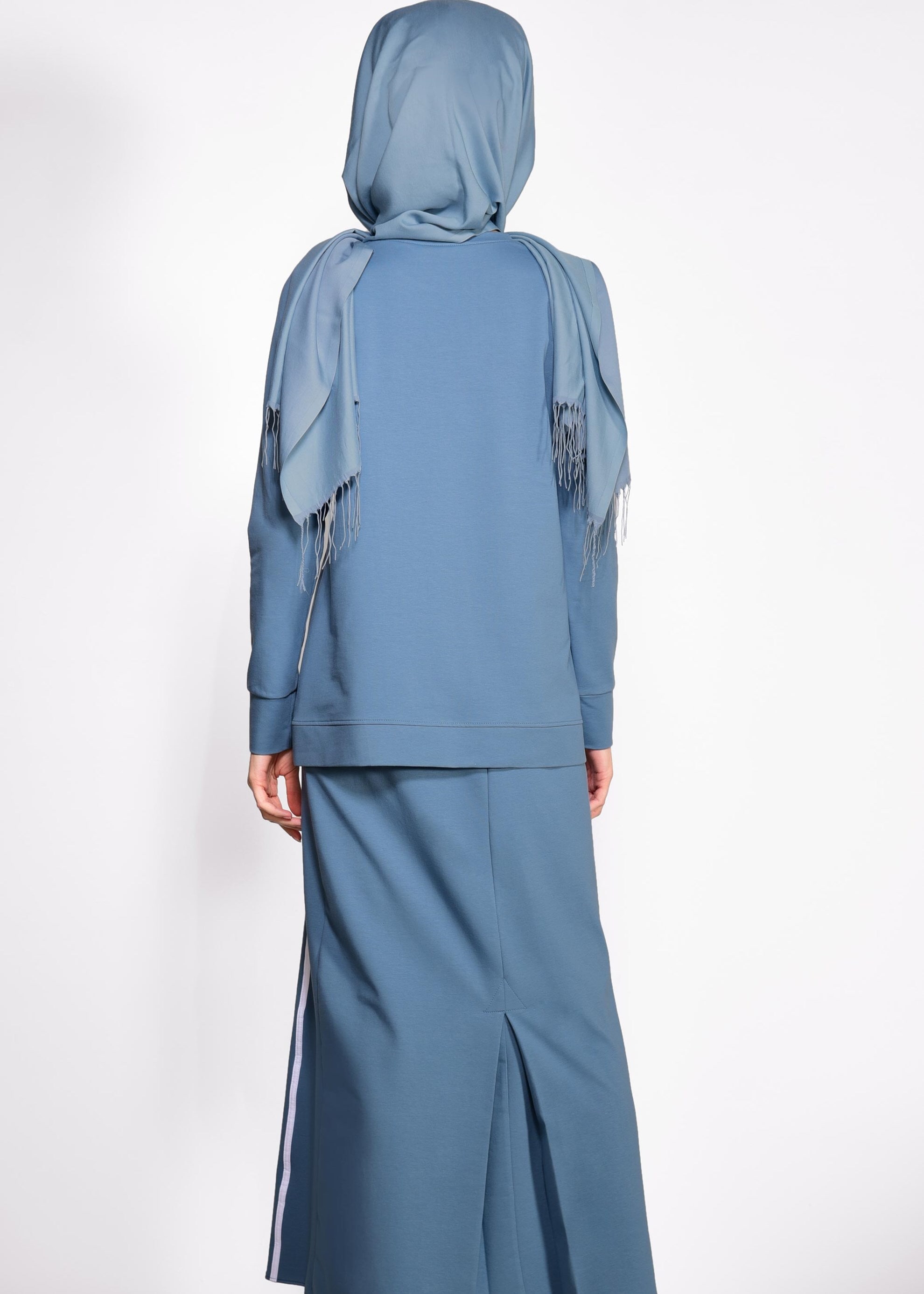 Tesettür giyim MAVİ YAZILI VE BASKILI 2&prime;Lİ EŞOFMAN TAKIM 4941