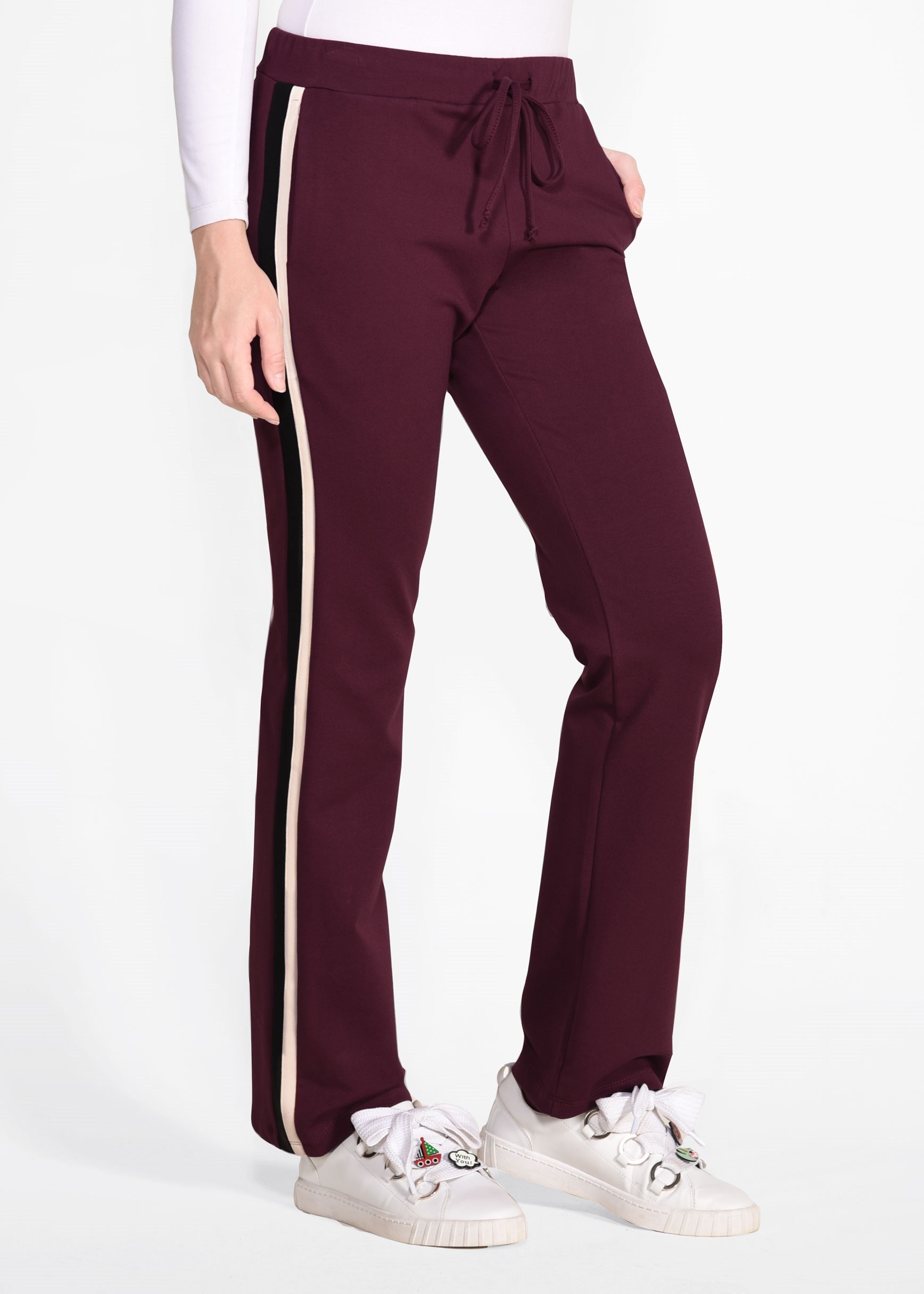 Tesettür giyim BORDO YANLARI ŞERİTLİ EŞOFMAN ALTI 7352