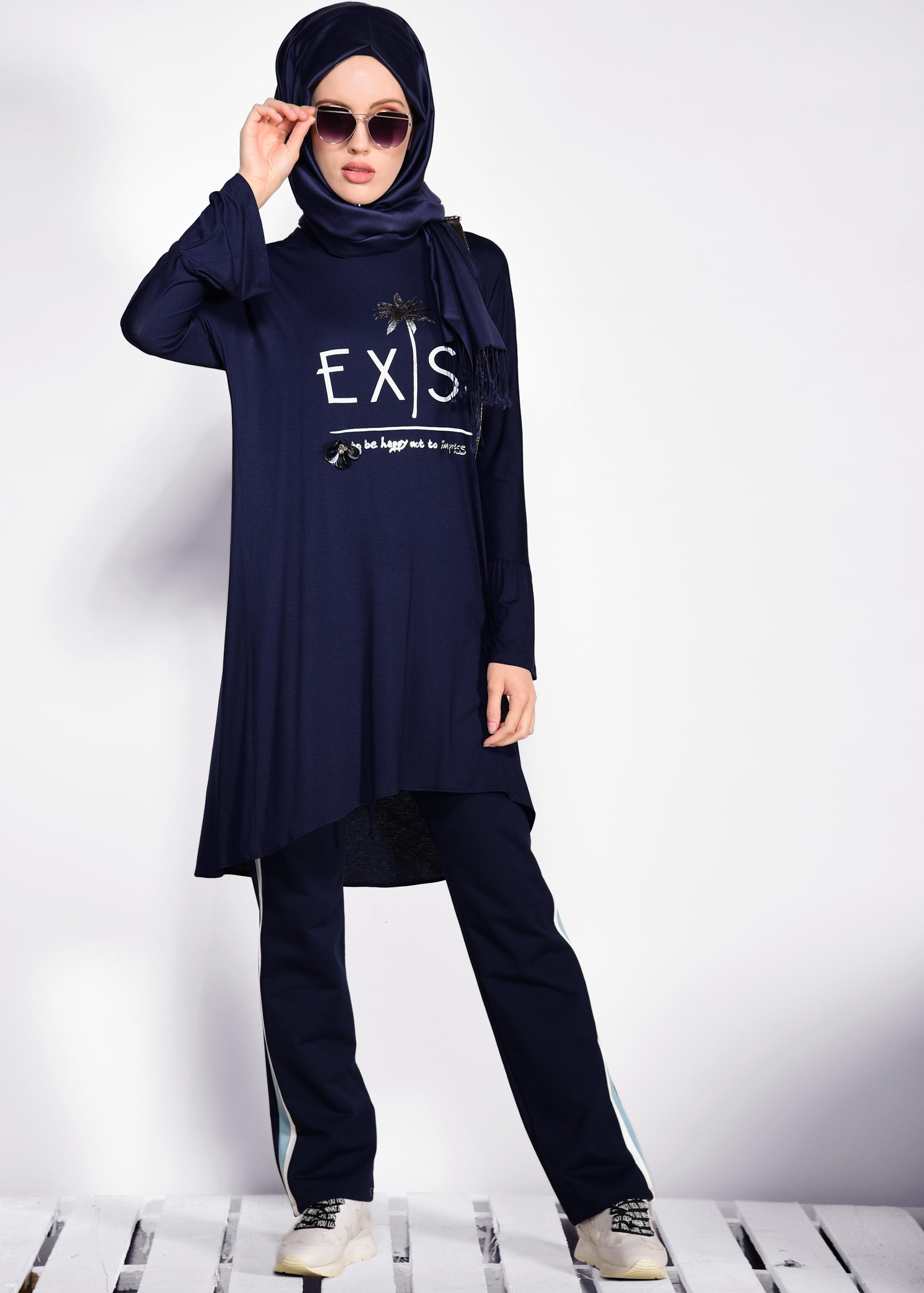 Hijab clothing NAVY BLUE 7352 NEW LERİDA EŞOFMAN ALT 38/46 TEK40
