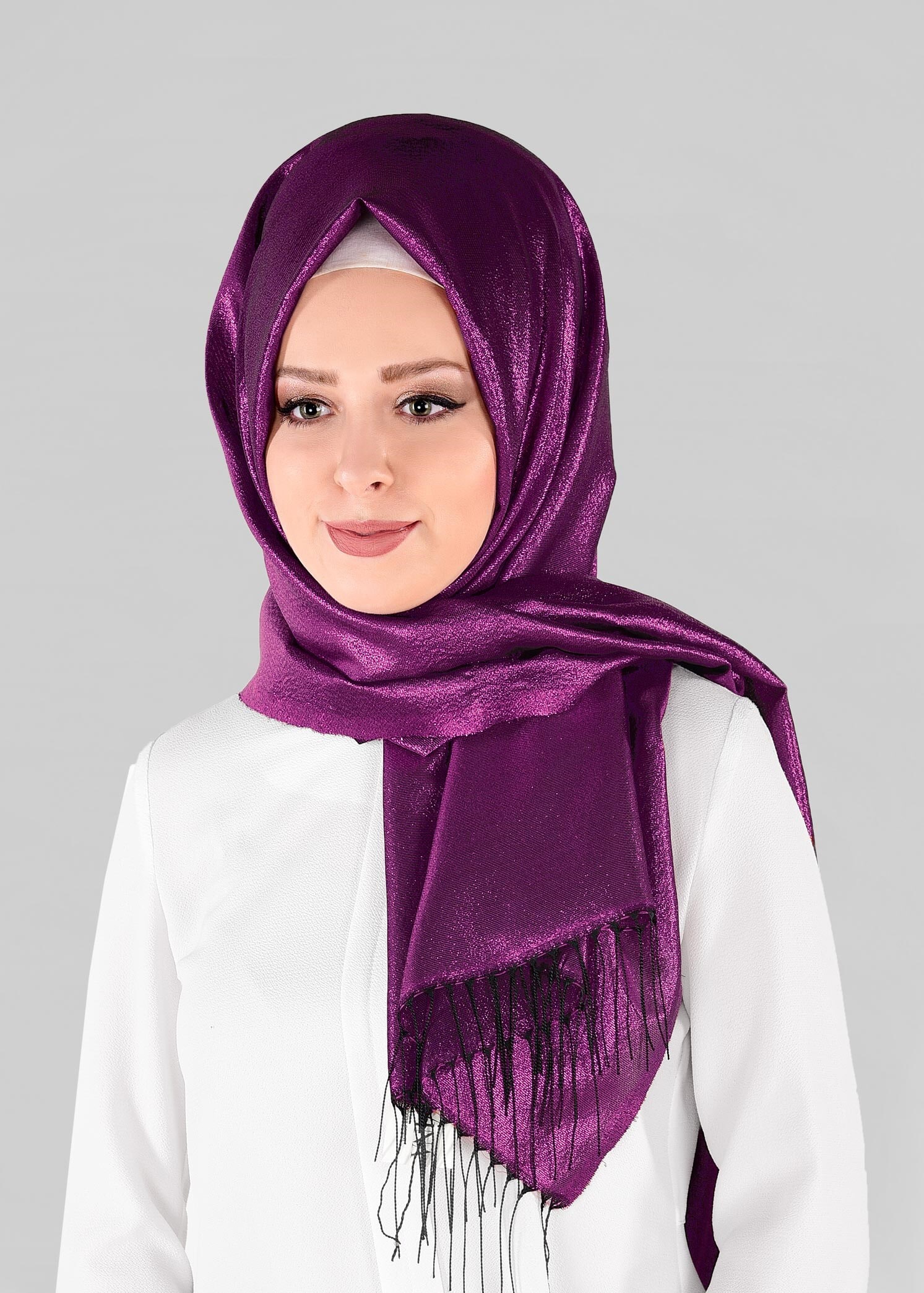Tesettür giyim MOR 9907 ALVİNA İPEKSİ SİMLİ ŞAL