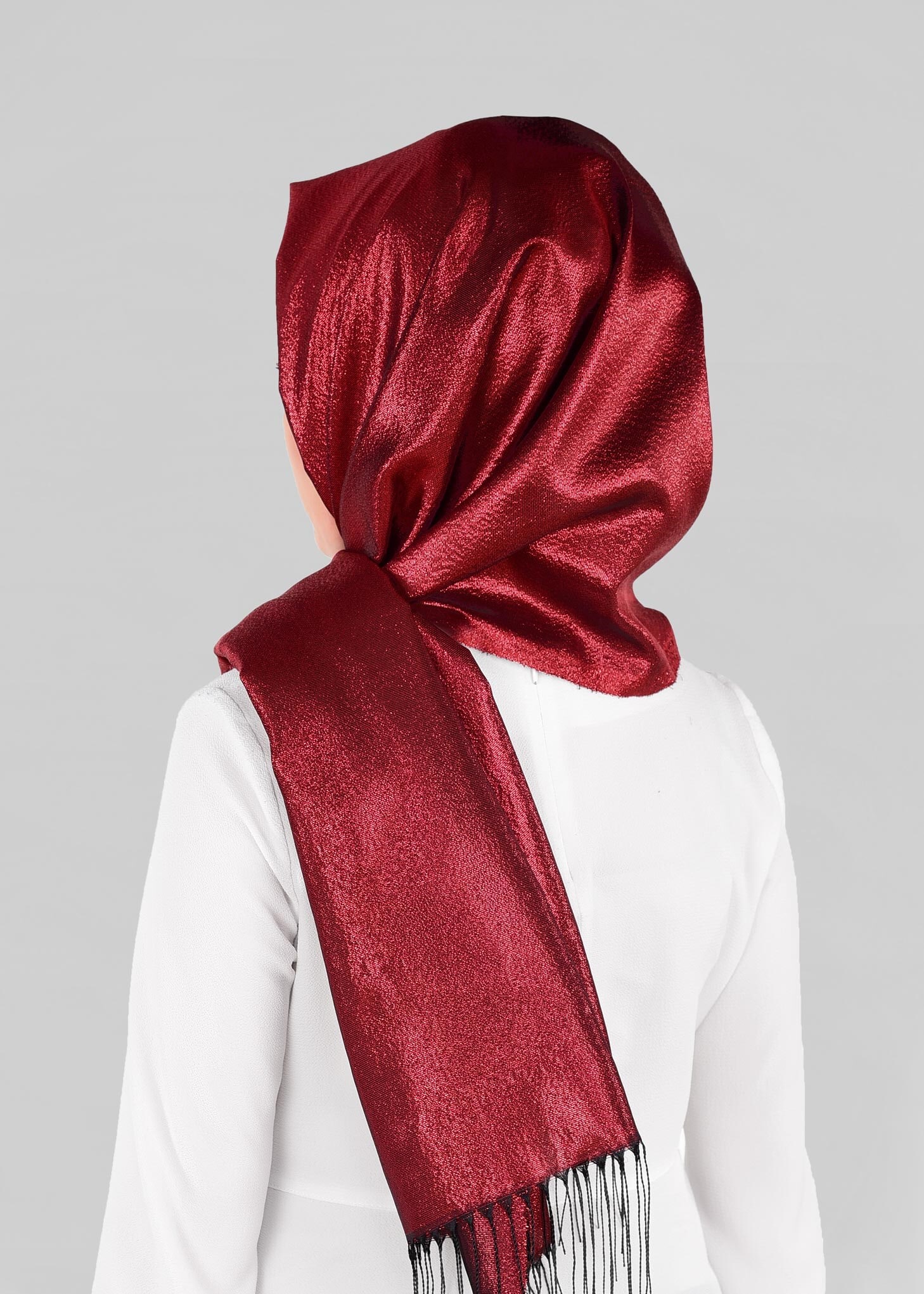 Tesettür giyim BORDO 9907 ALVİNA İPEKSİ SİMLİ ŞAL