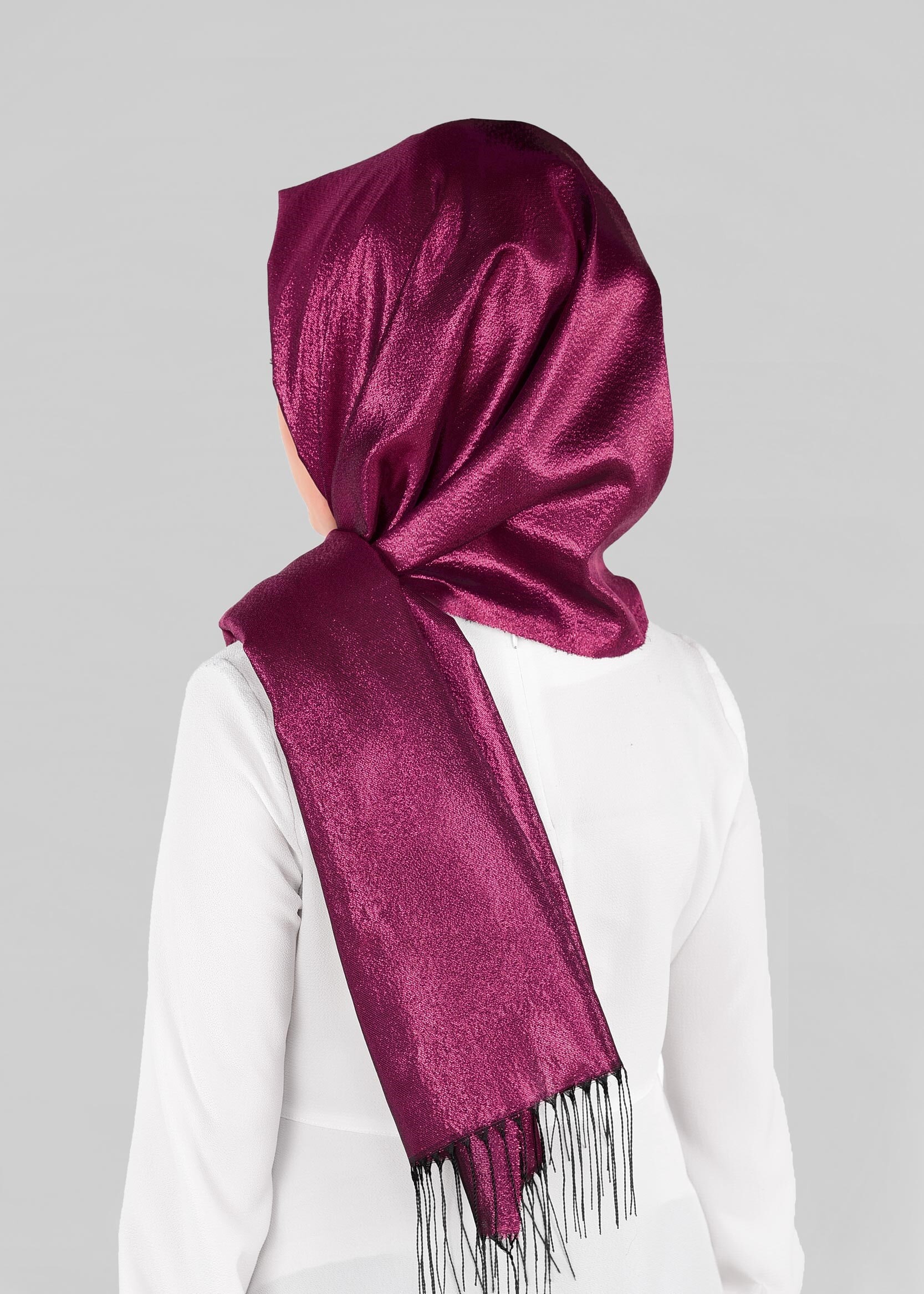 Tesettür giyim FUŞYA 9907 ALVİNA İPEKSİ SİMLİ ŞAL