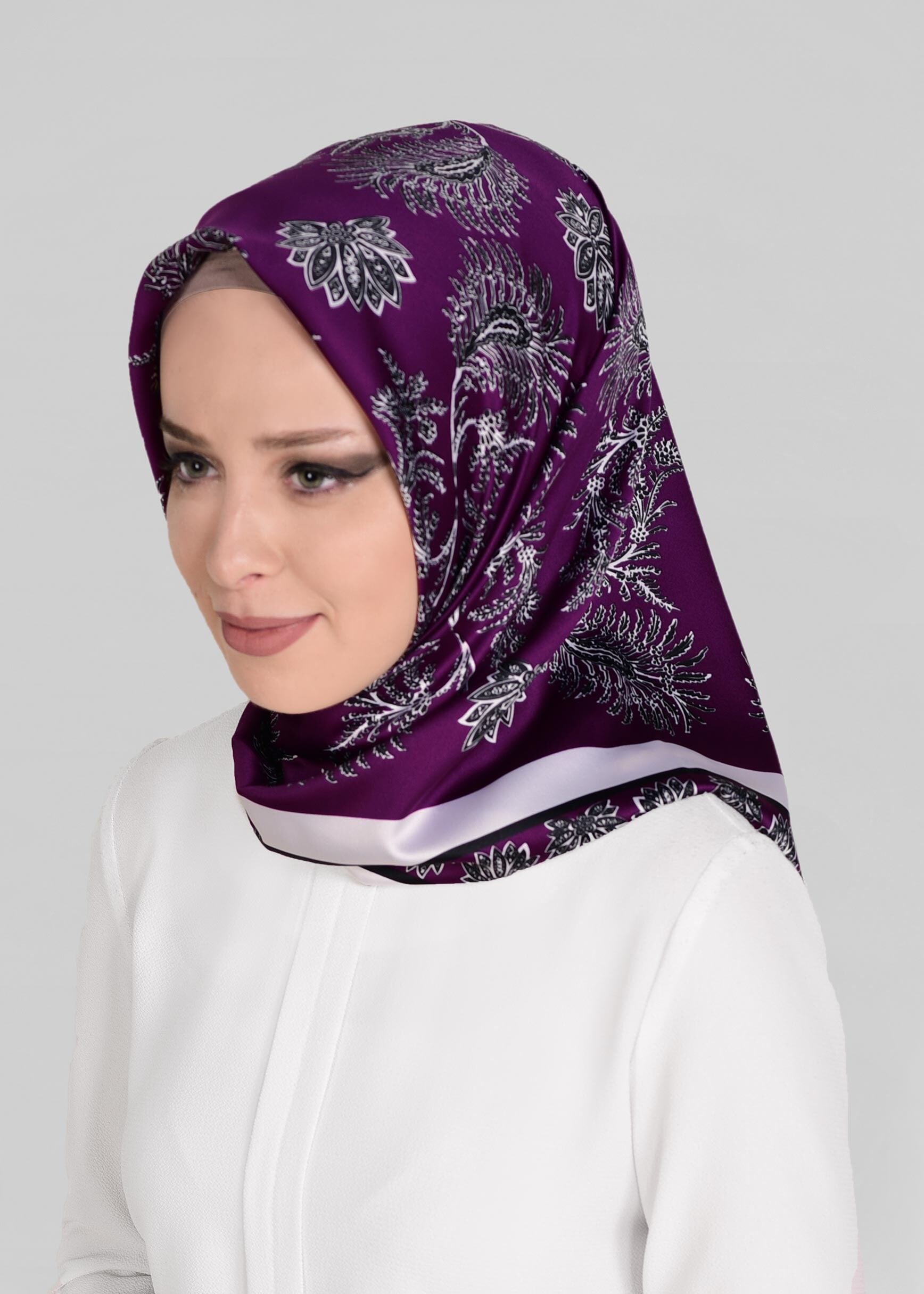 Tesettür giyim MOR 4469-1 ALVİNA DESENLİ EŞARP