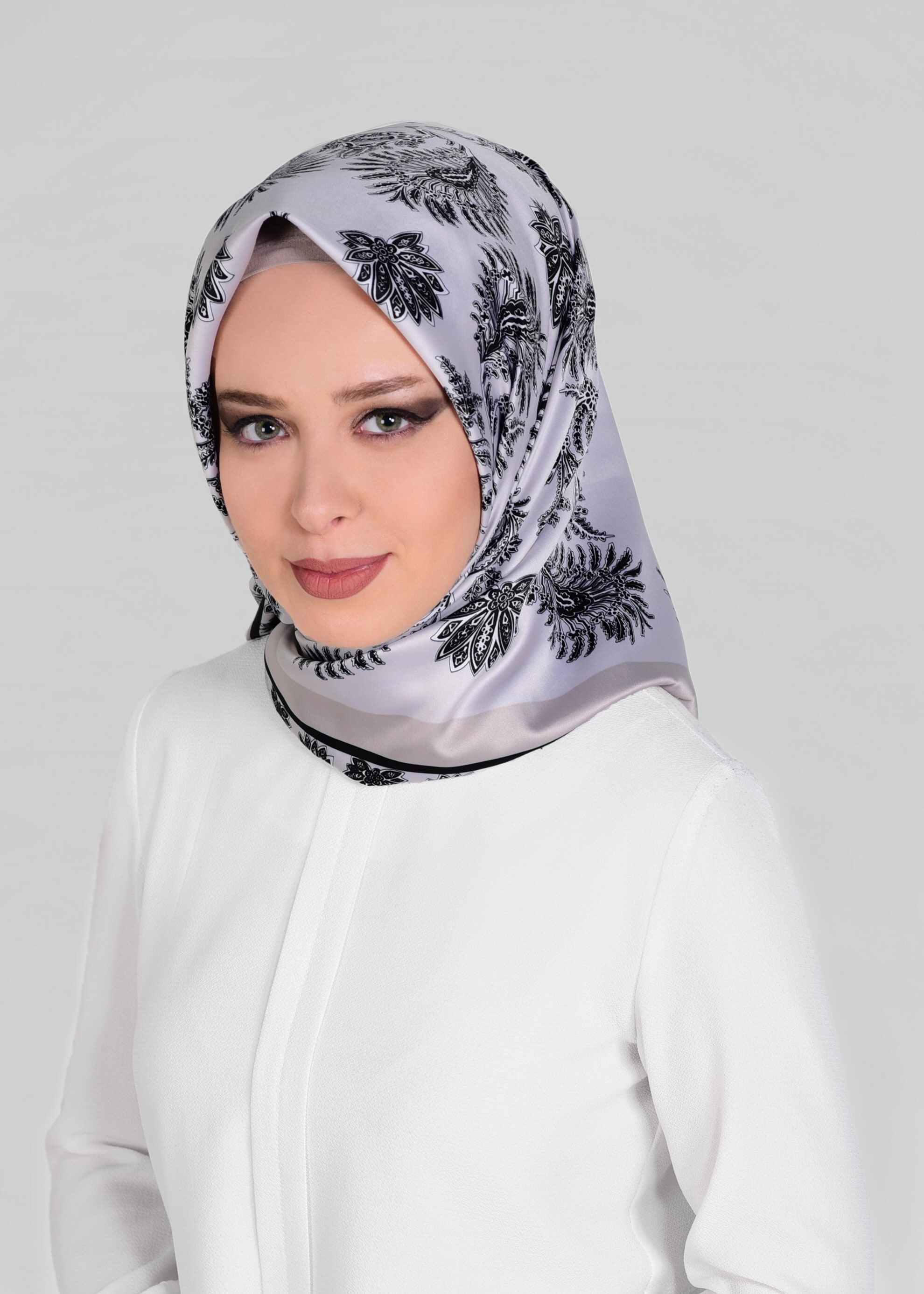 Tesettür giyim BEJ 4469-1 ALVİNA DESENLİ EŞARP