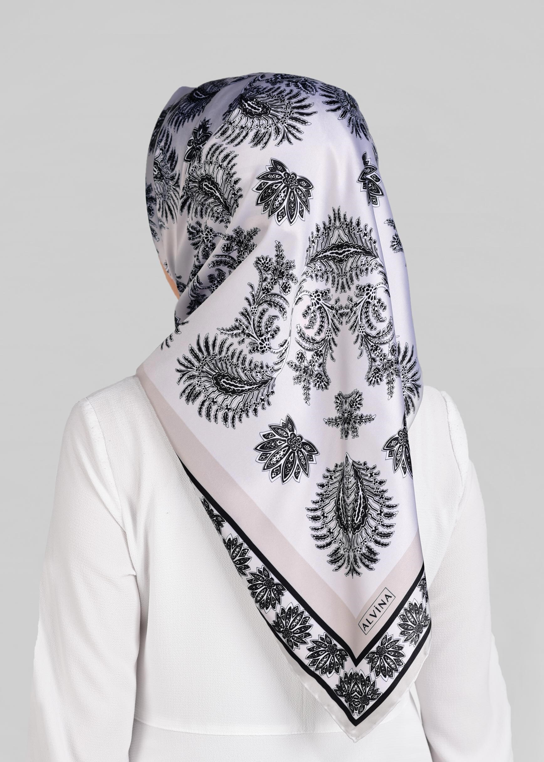 Tesettür giyim BEJ 4469-1 ALVİNA DESENLİ EŞARP