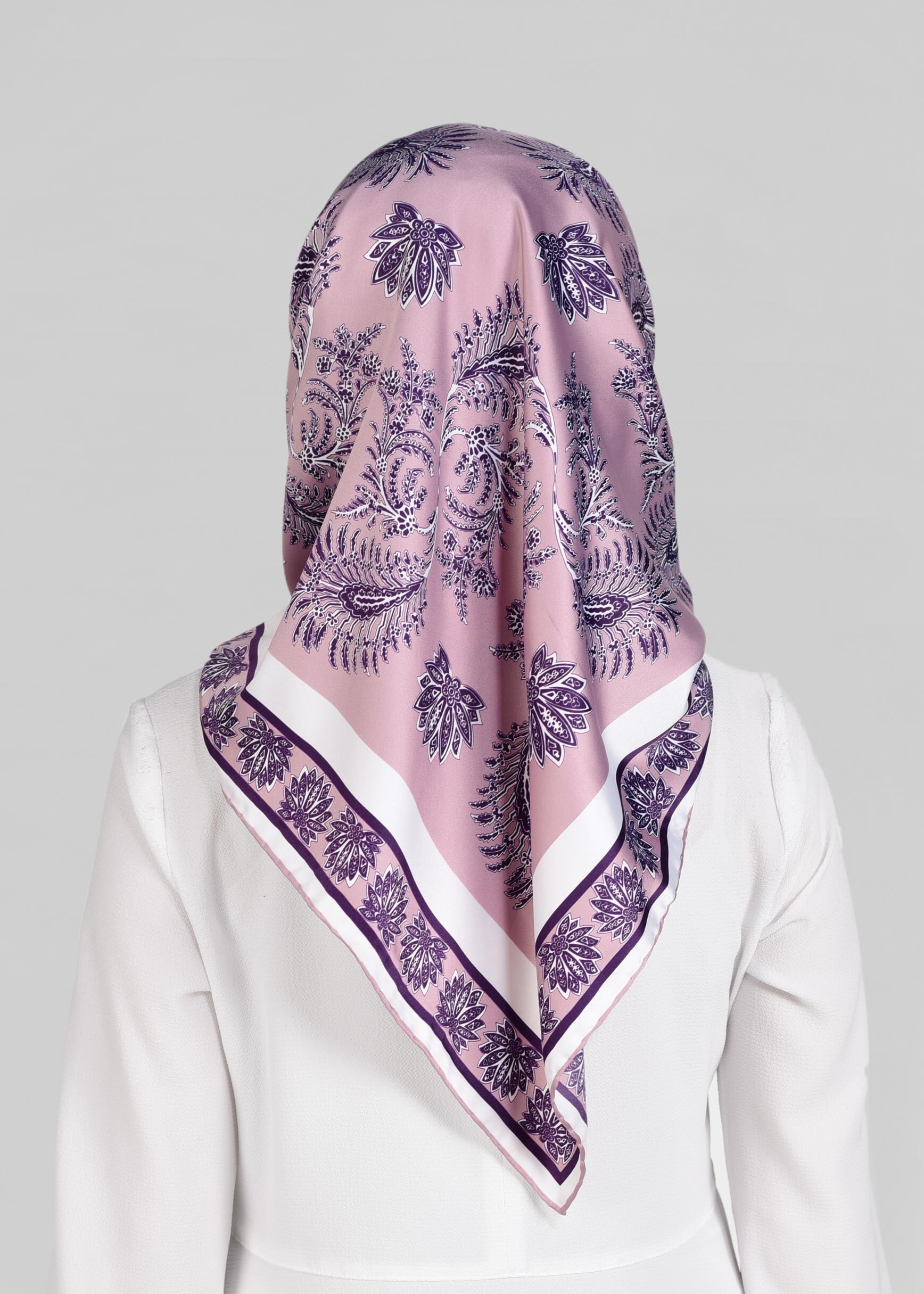 Tesettür giyim PEMBE 4469-1 ALVİNA DESENLİ EŞARP