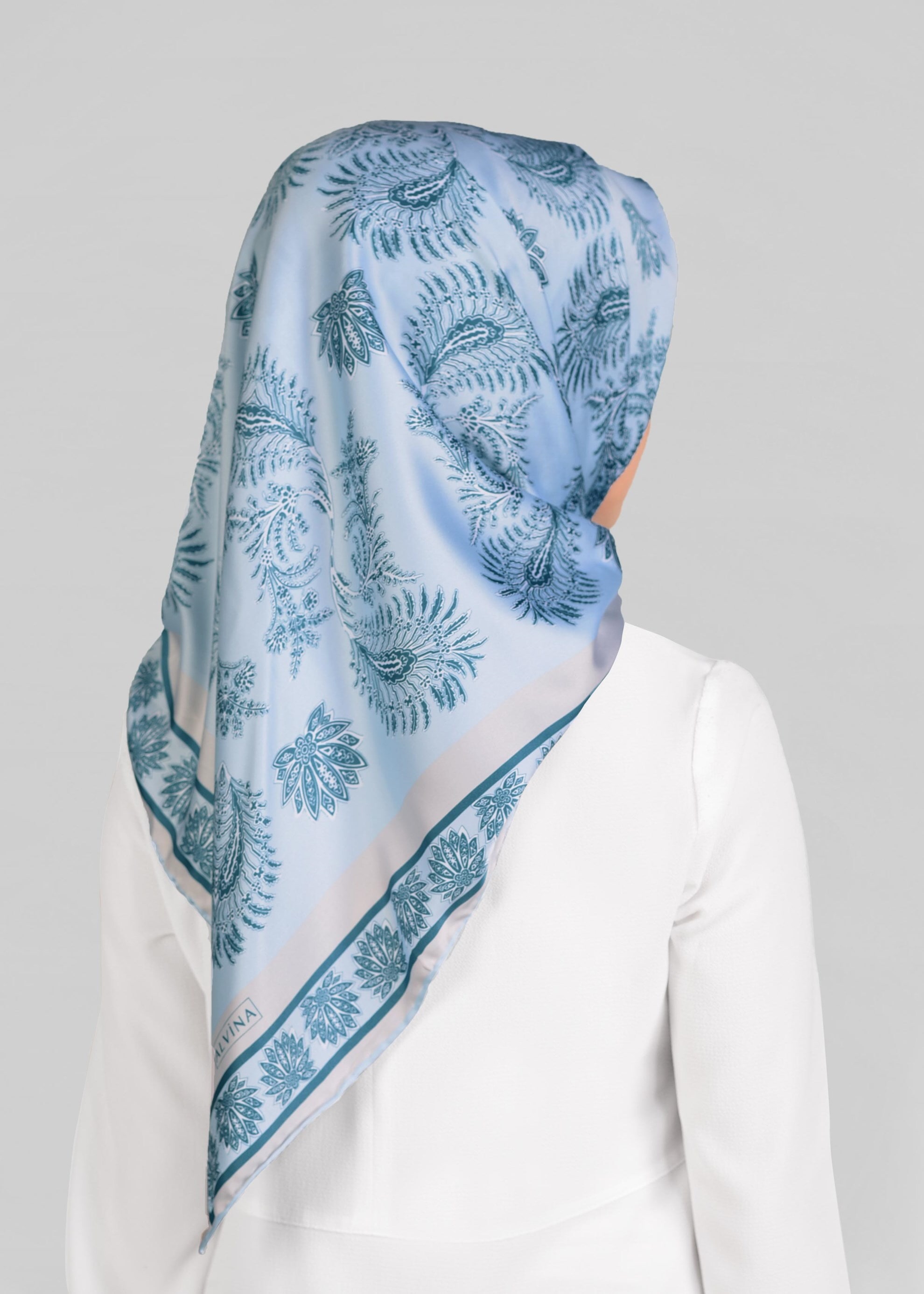 Tesettür giyim YEŞİL 4469-1 ALVİNA DESENLİ EŞARP