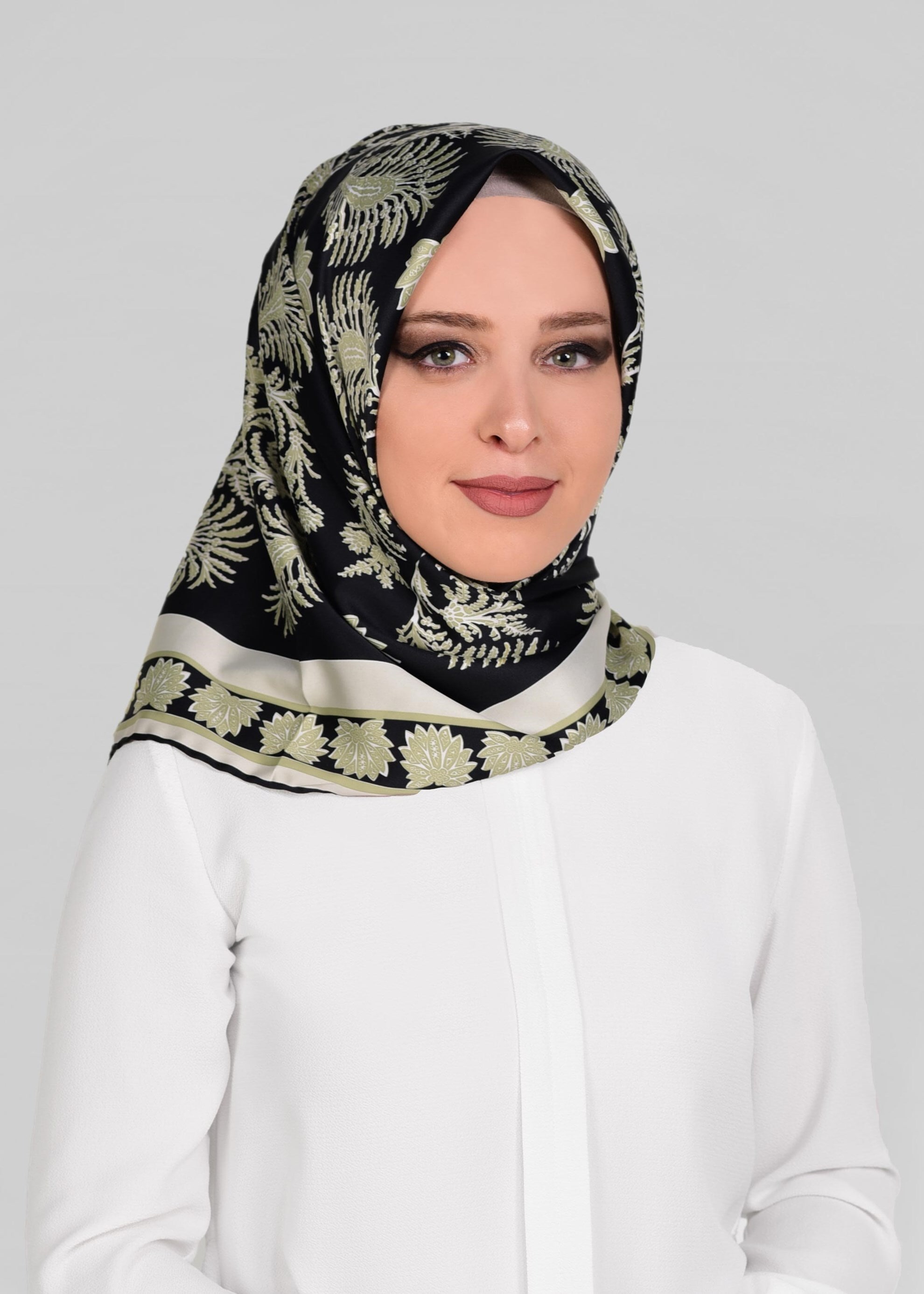 Tesettür giyim BEJ 4469-1 ALVİNA DESENLİ EŞARP