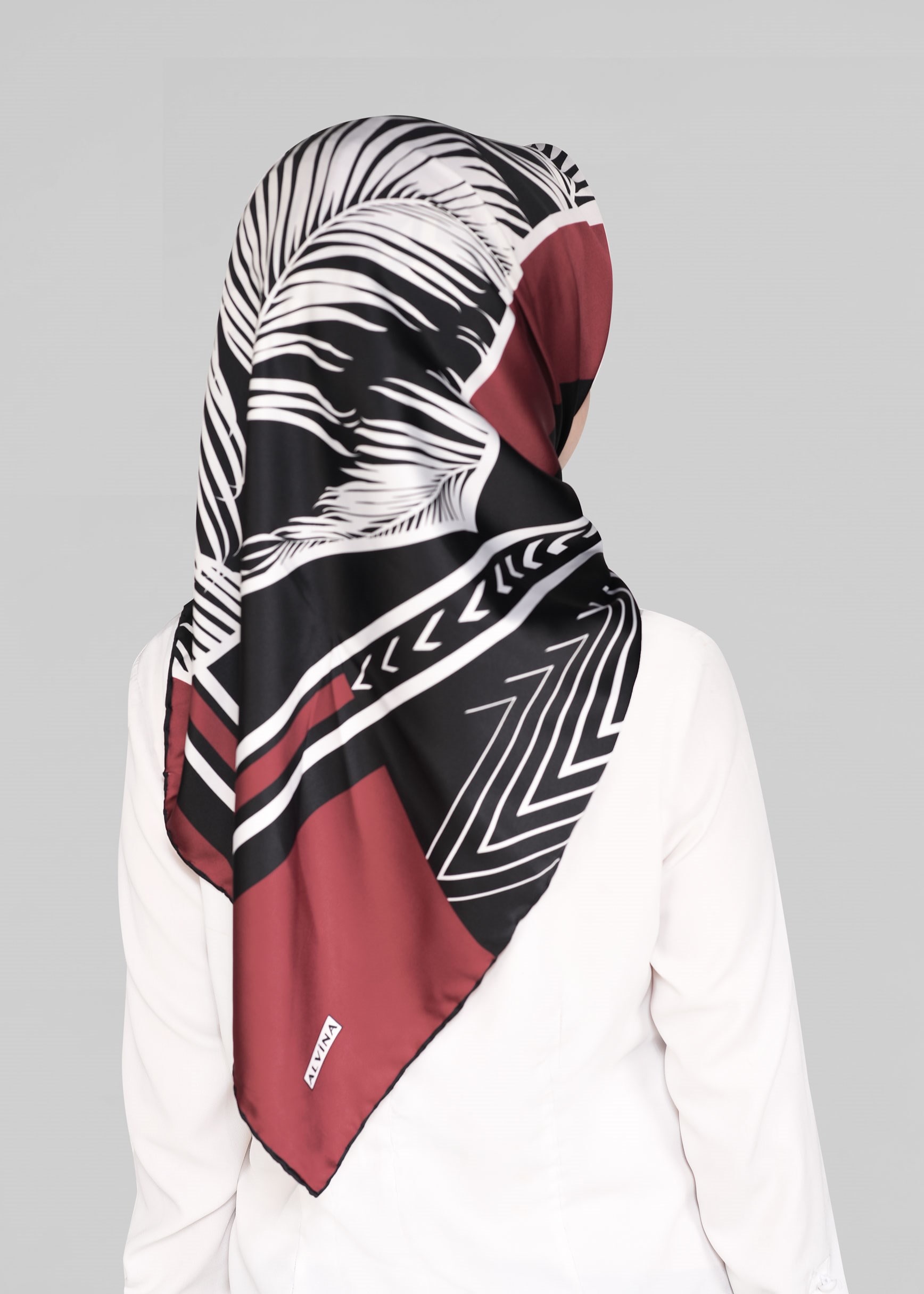 Tesettür giyim BORDO ALVİNA DESENLİ EŞARP 5547-1