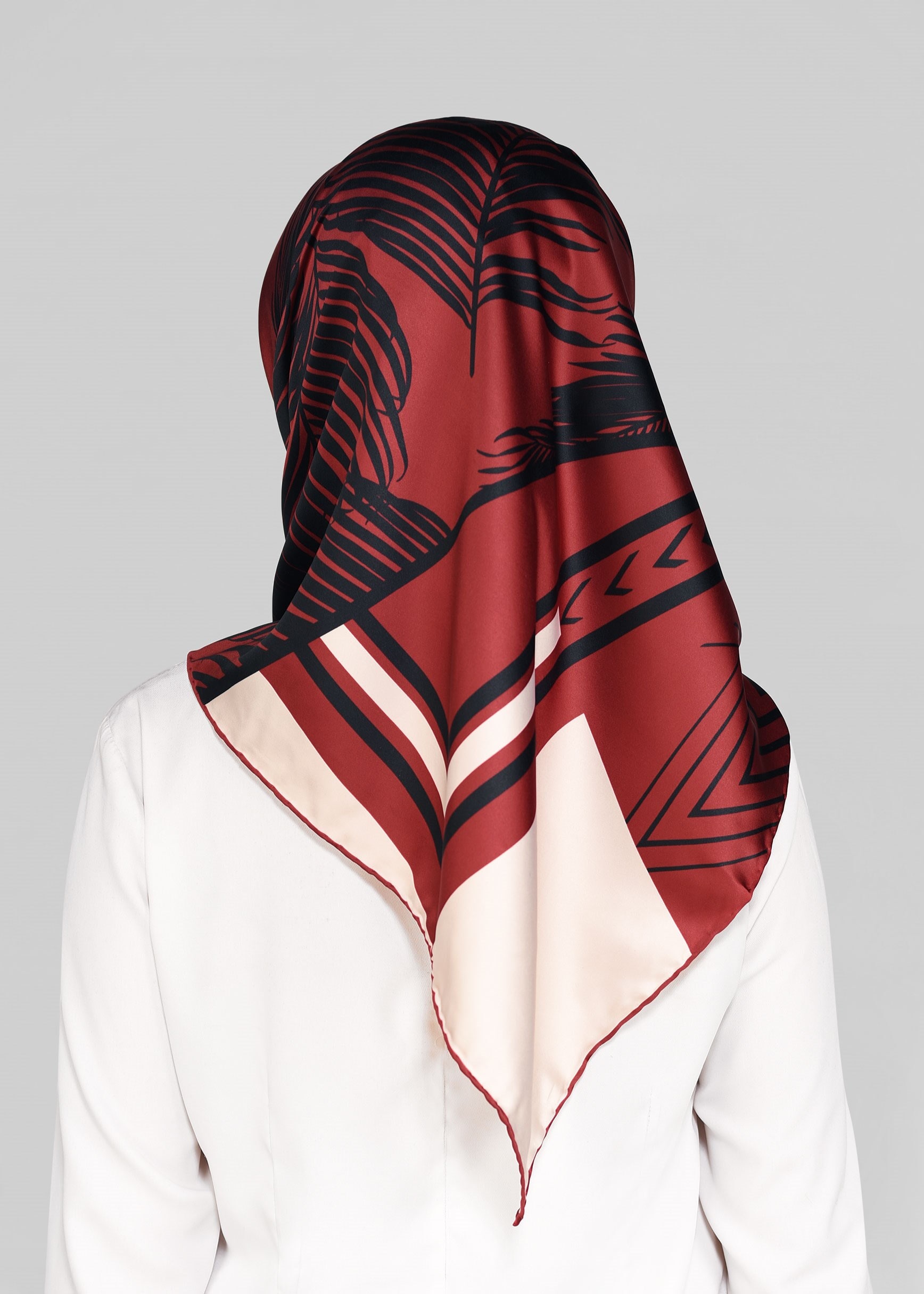 Tesettür giyim BORDO ALVİNA DESENLİ EŞARP 5547-1