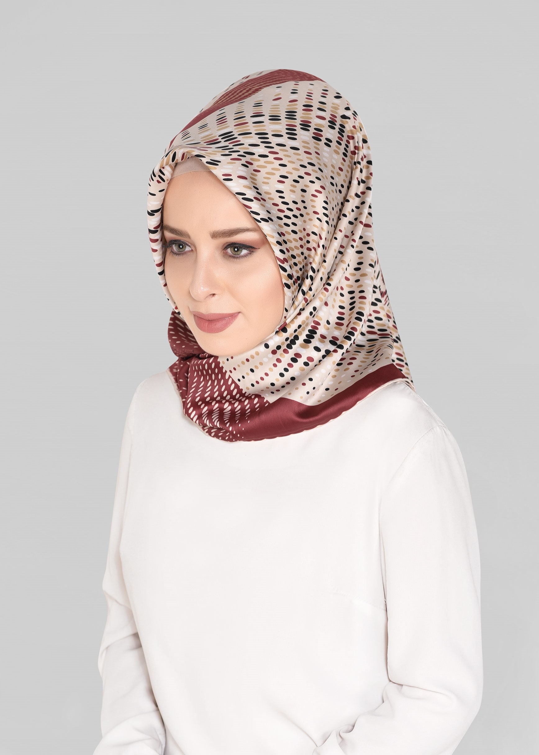 Tesettür giyim BORDO 5548-1 ALVİNA DESENLİ EŞARP