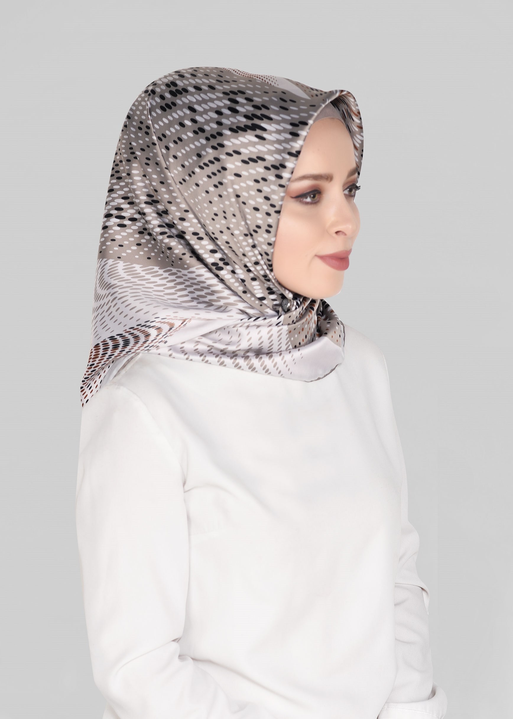 Tesettür giyim VİZON 5548-1 ALVİNA DESENLİ EŞARP