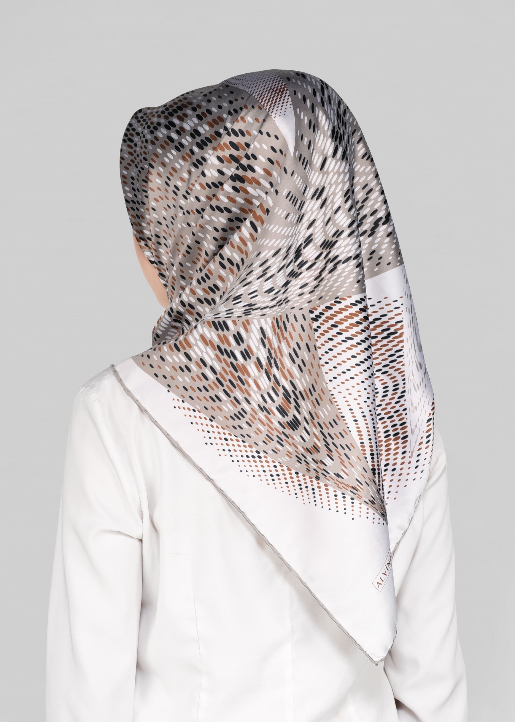 Tesettür giyim VİZON 5548-1 ALVİNA DESENLİ EŞARP