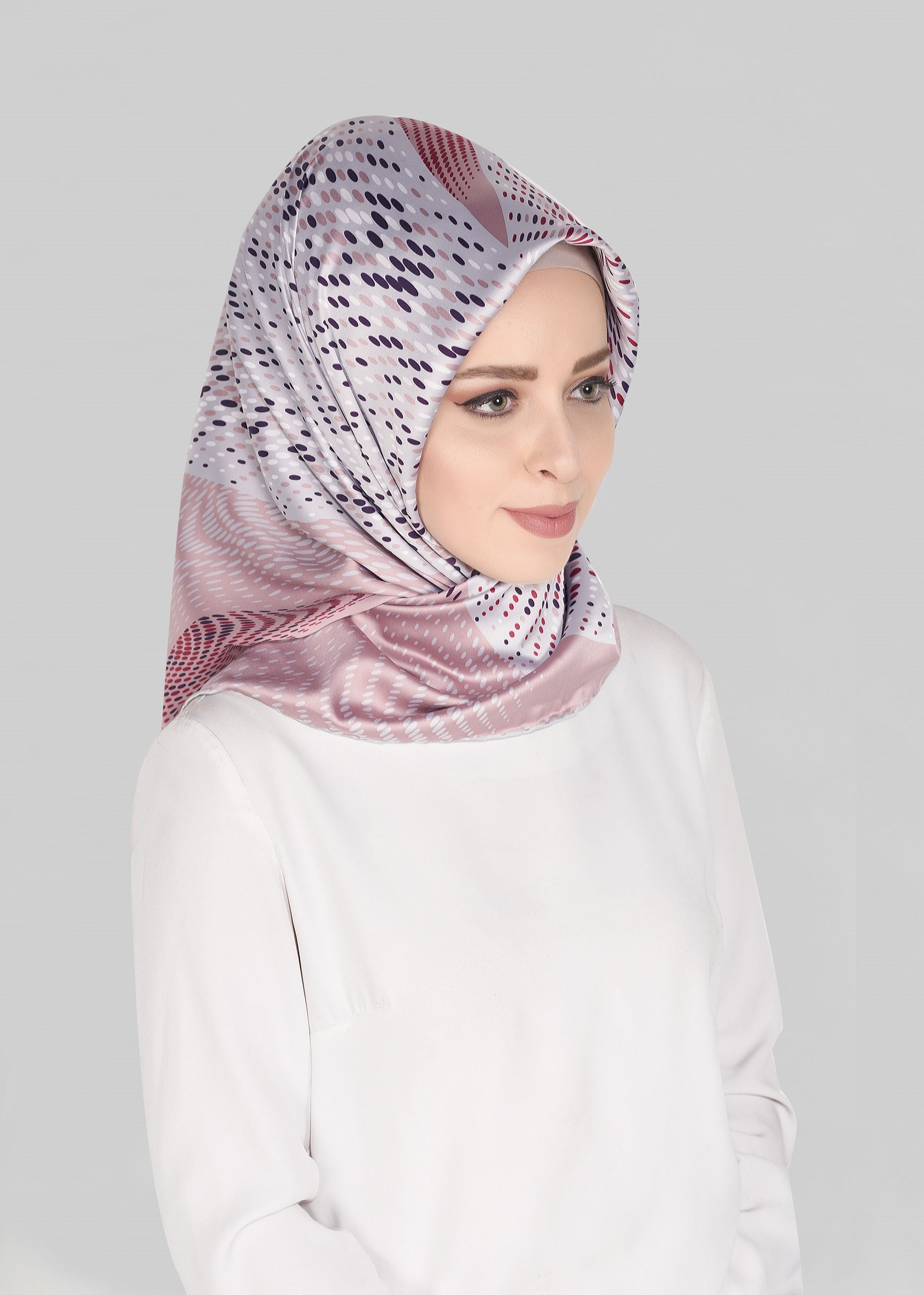 Tesettür giyim PEMBE 5548-1 ALVİNA DESENLİ EŞARP