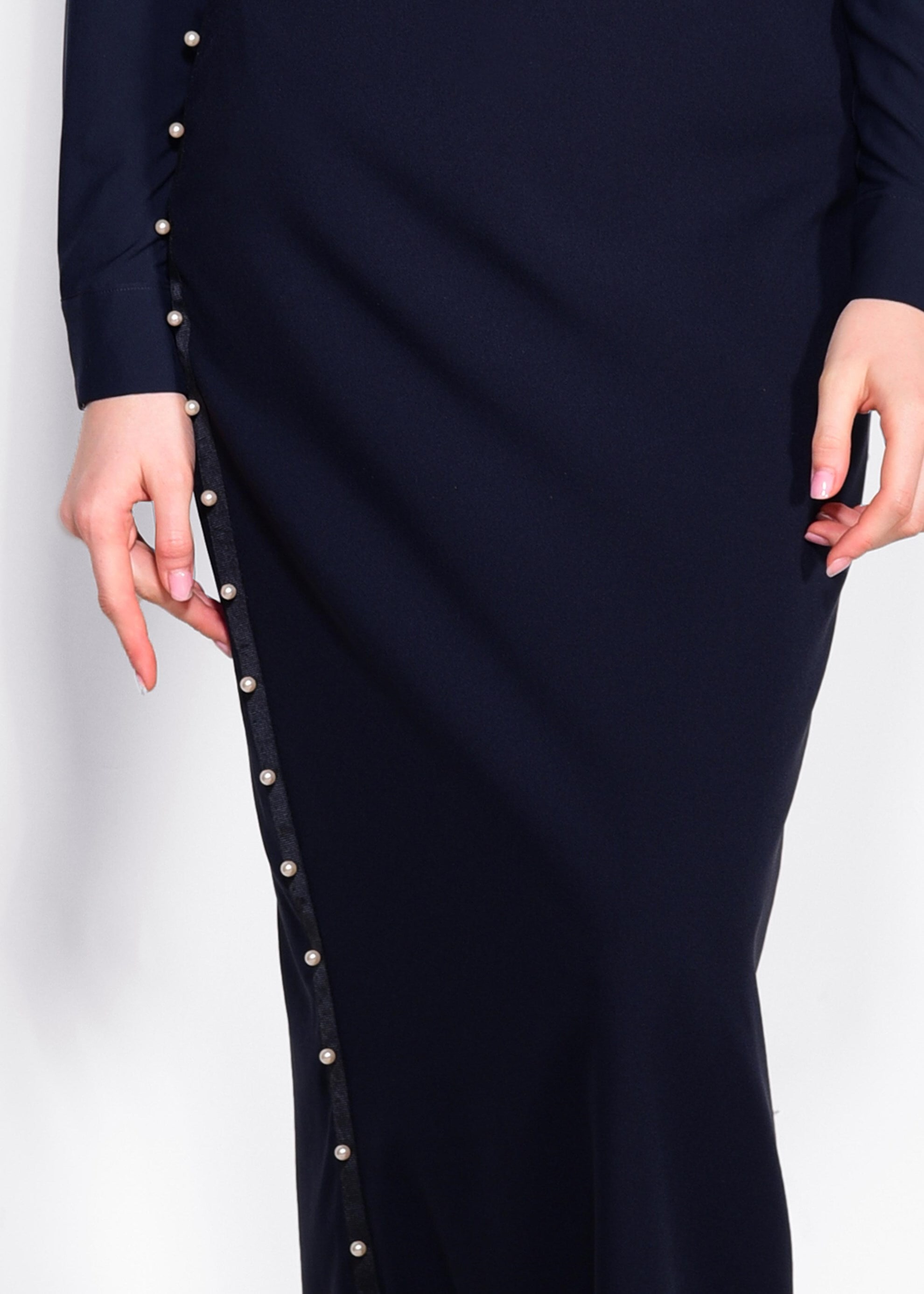 Tesettür giyim LACİVERT İNCİ İŞLEMELİ ETEK 6159